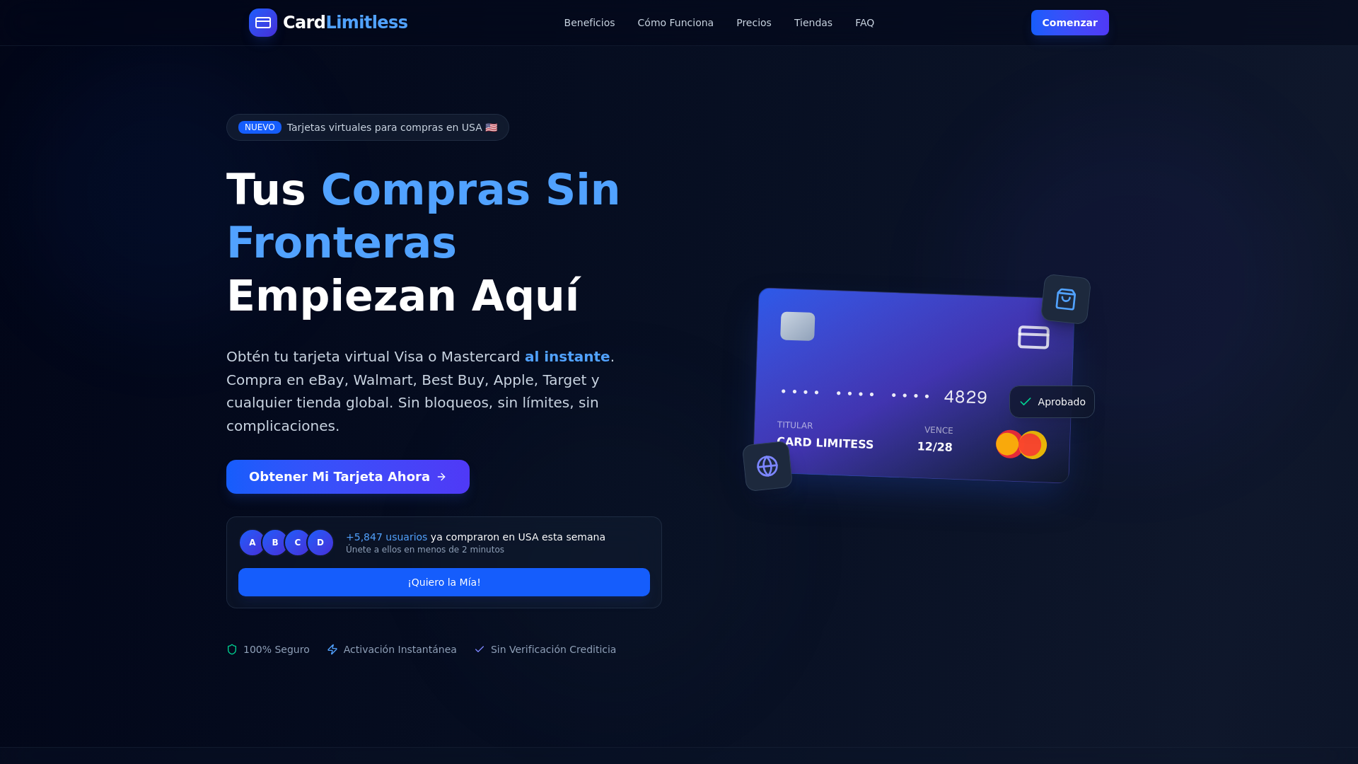 website screenshot of https://cardlimitless.online