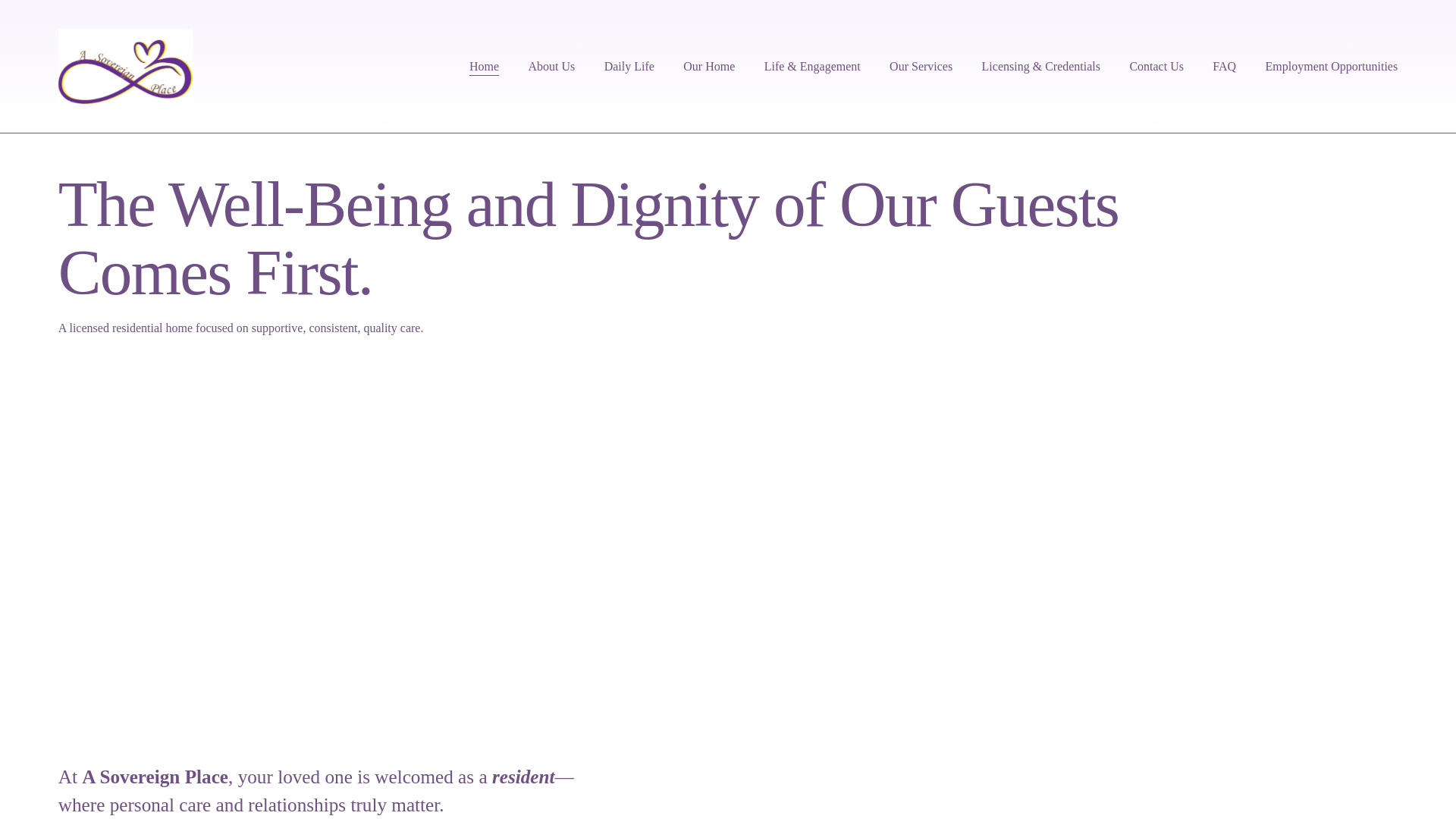 website screenshot of https://asovereignplace.com/