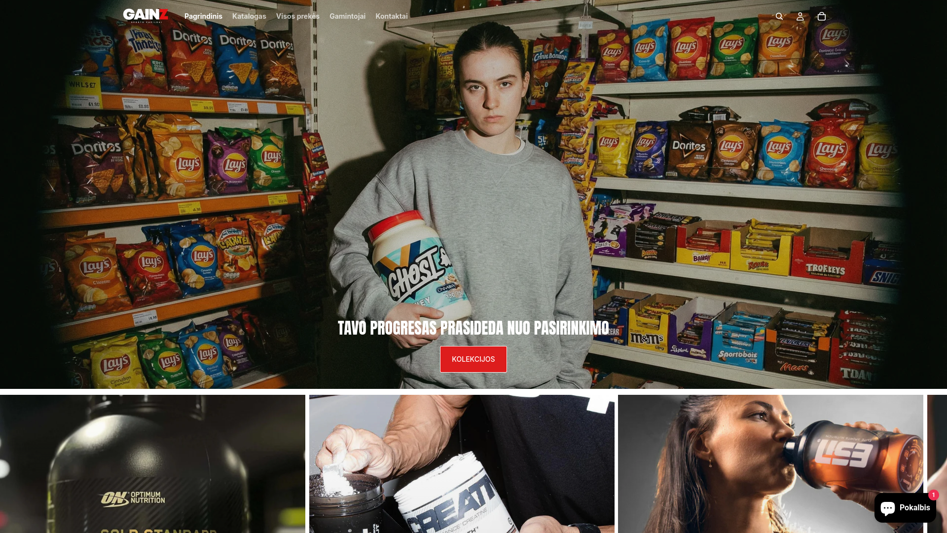 website screenshot of https://gainz.lt/