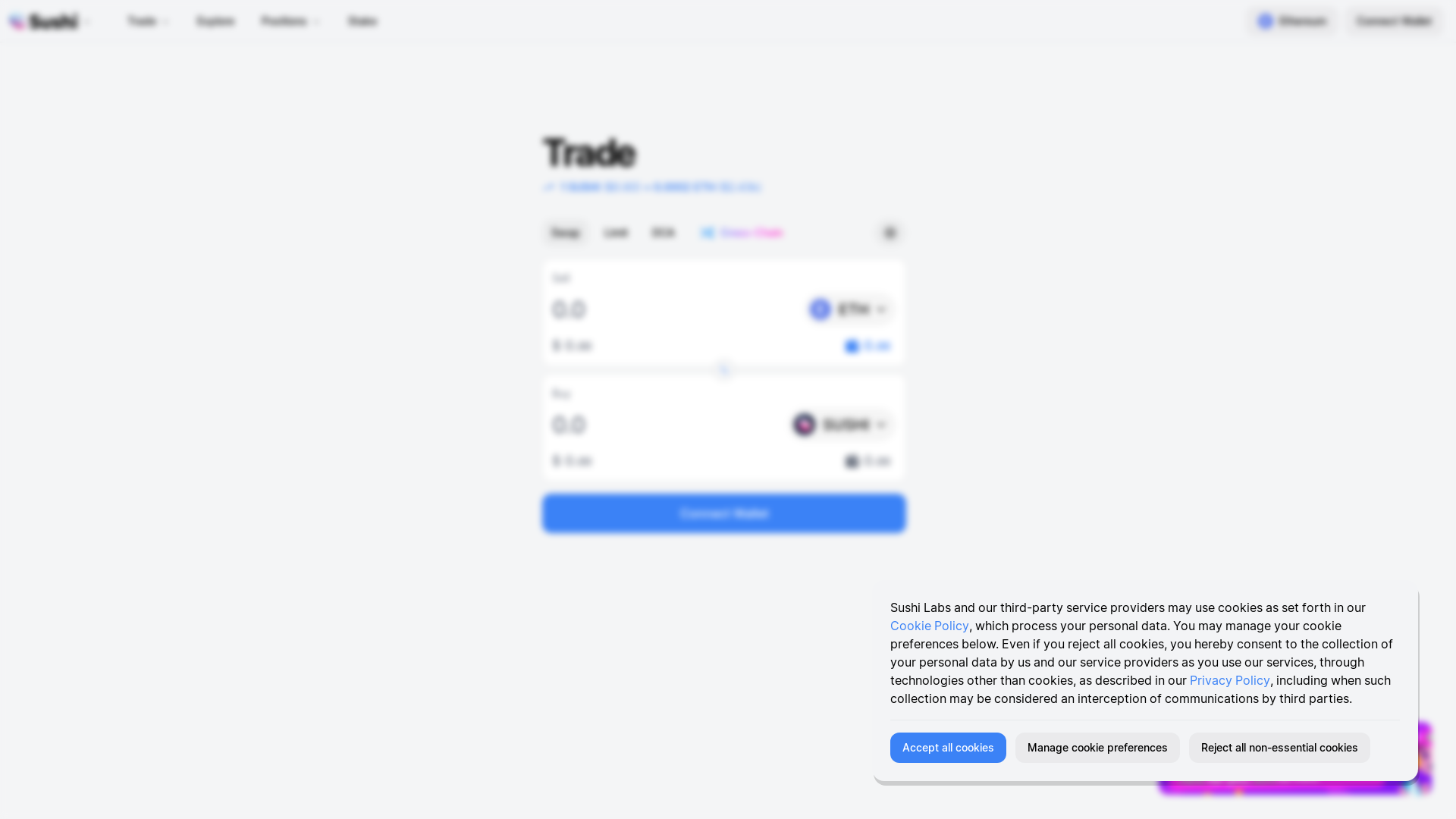website screenshot of https://www.sushi.com/ethereum/swap