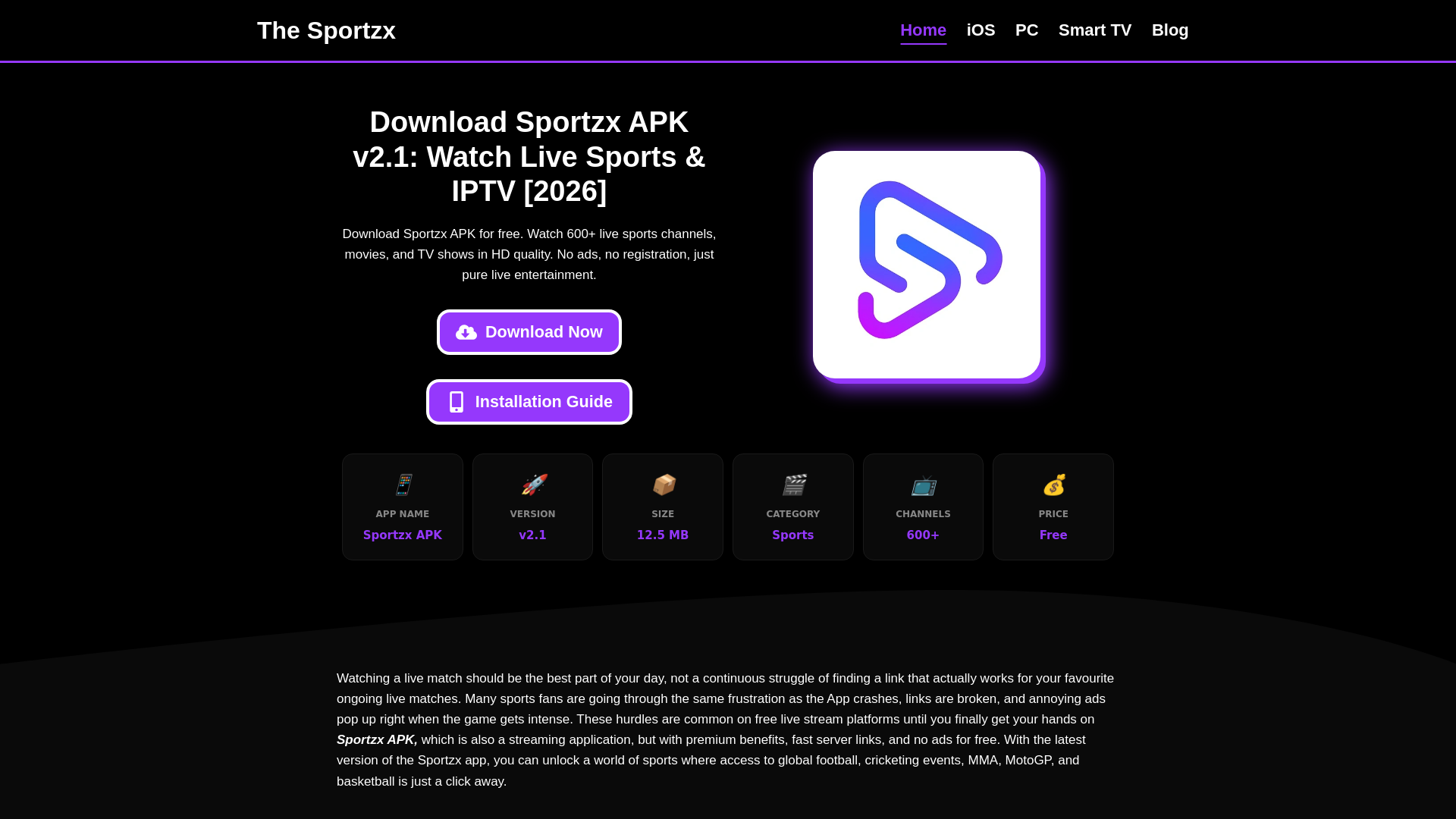 website screenshot of https://thesportzx.com