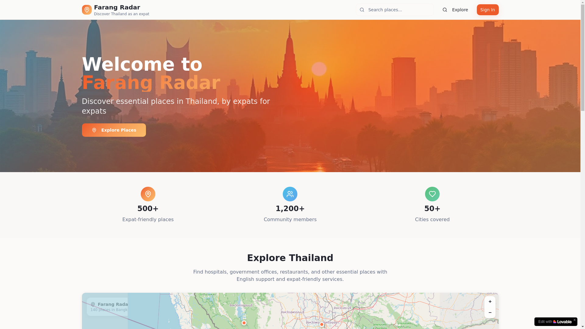 website screenshot of https://farangradar.com/