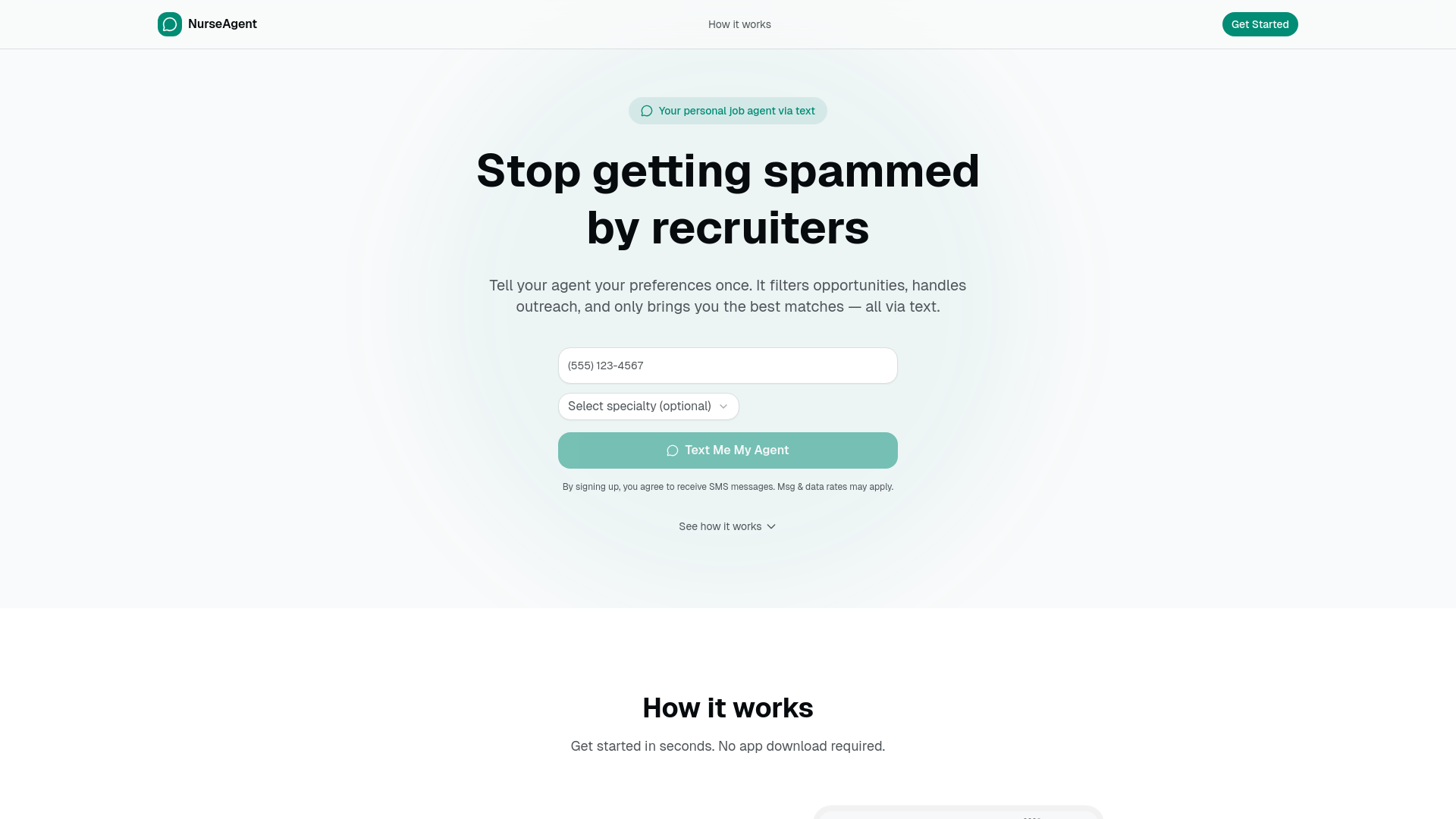 website screenshot of https://yournurseagent.com