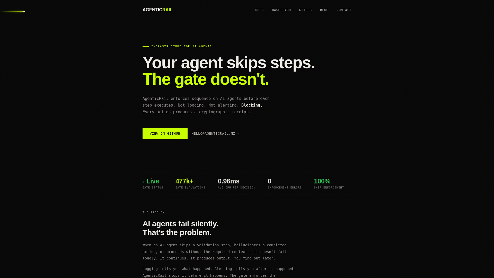 website screenshot of https://agenticrail-web.pages.dev/