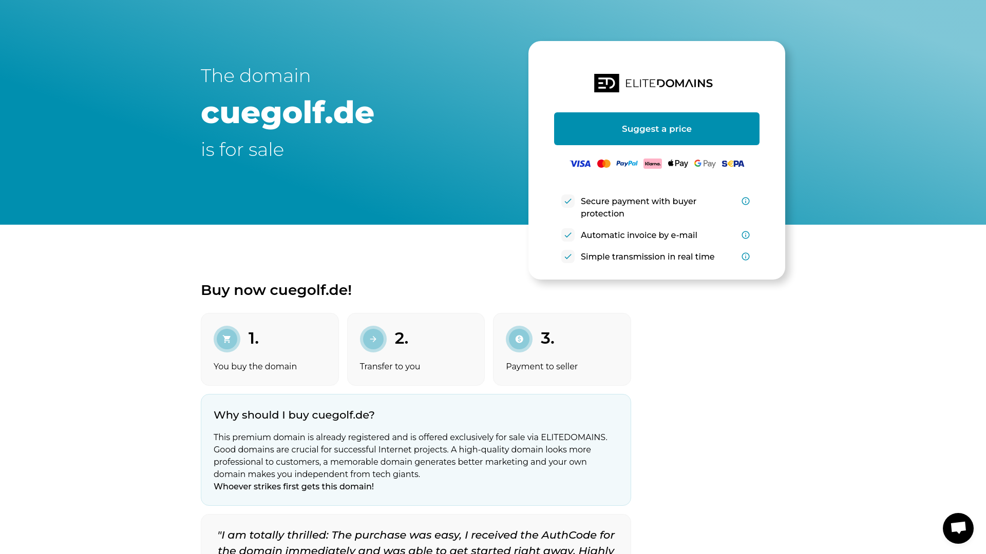 website screenshot of https://cuegolf.de/