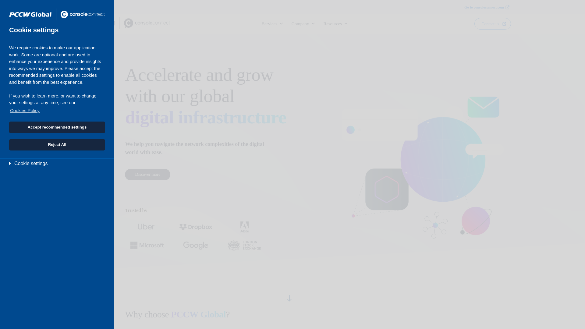 website screenshot of https://www.pccwglobal.com/