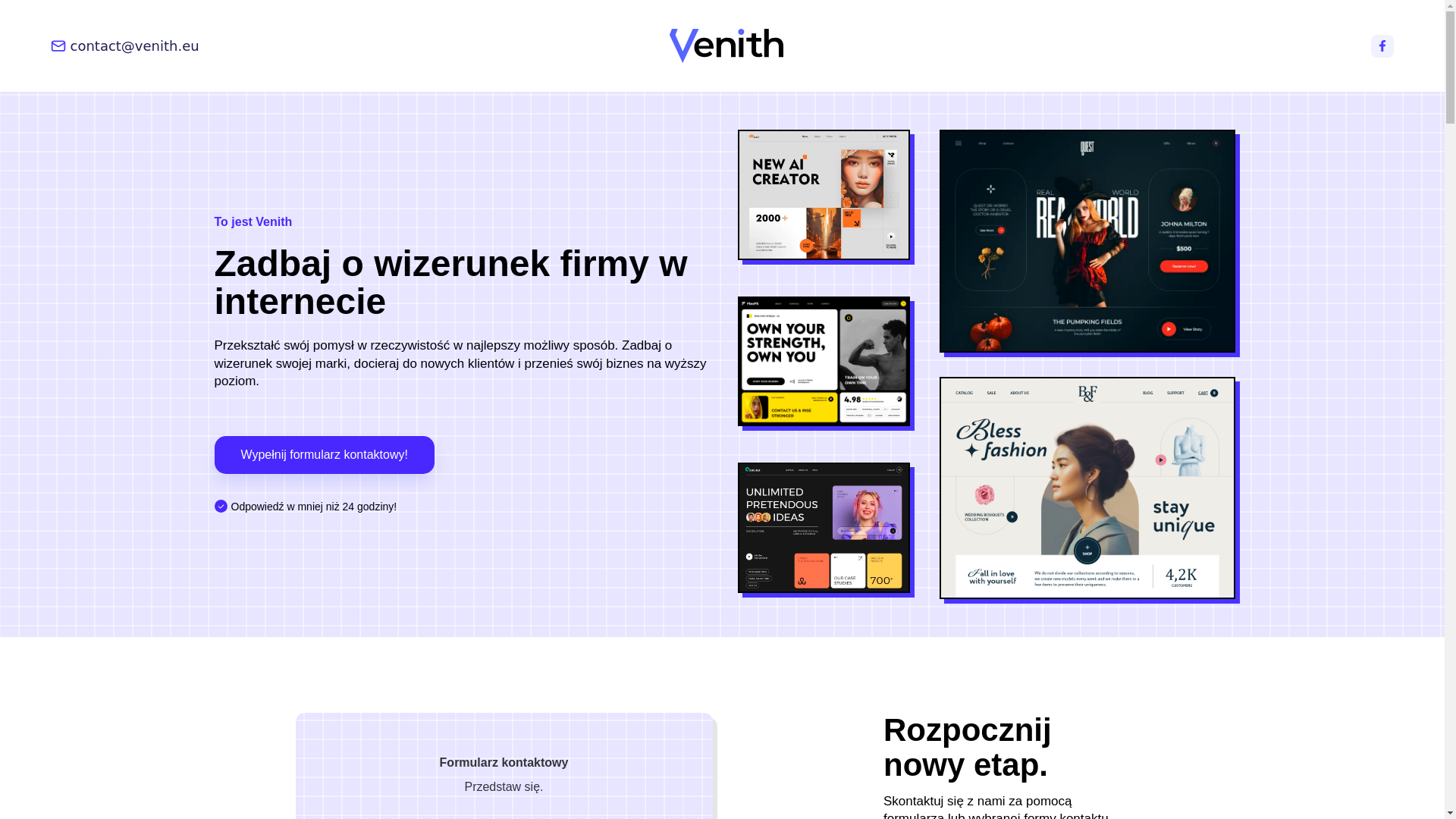 website screenshot of https://venith.pl/