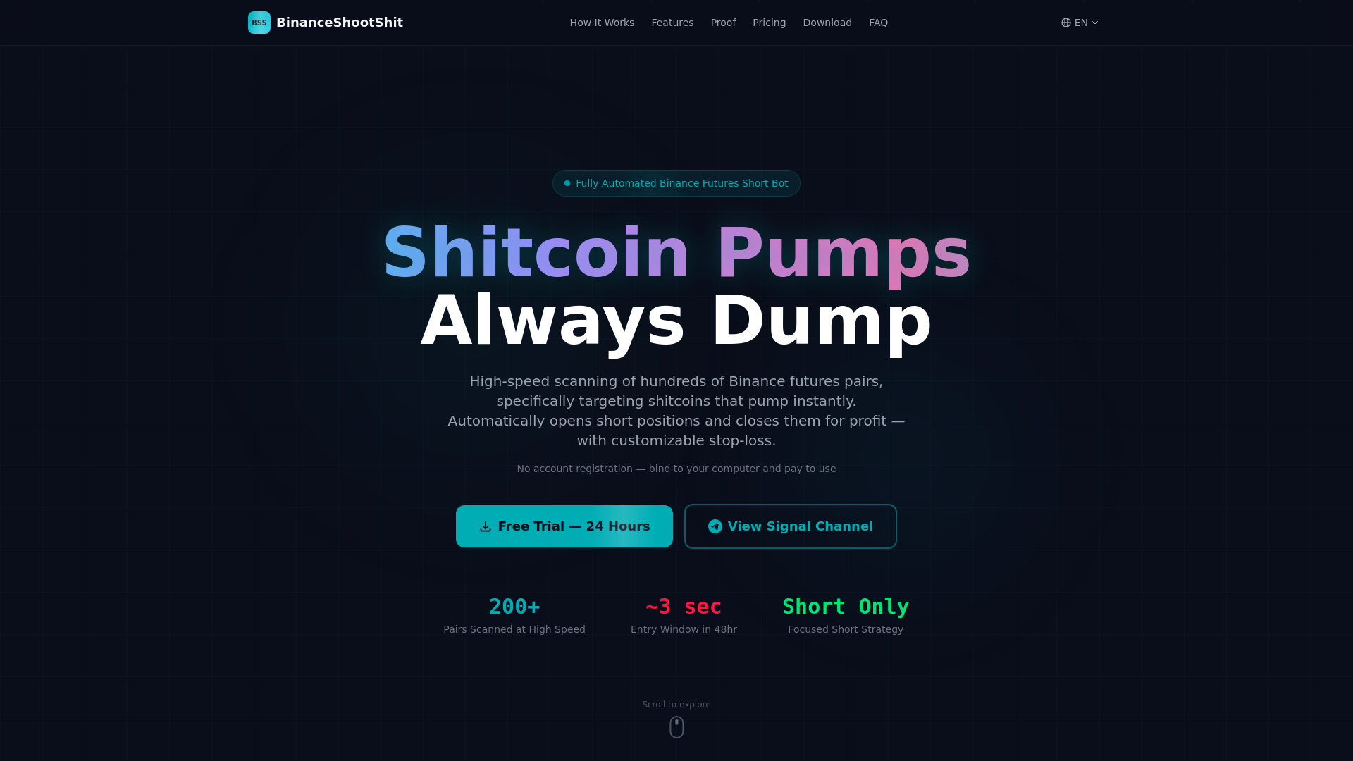 website screenshot of https://binanceshootshit.com