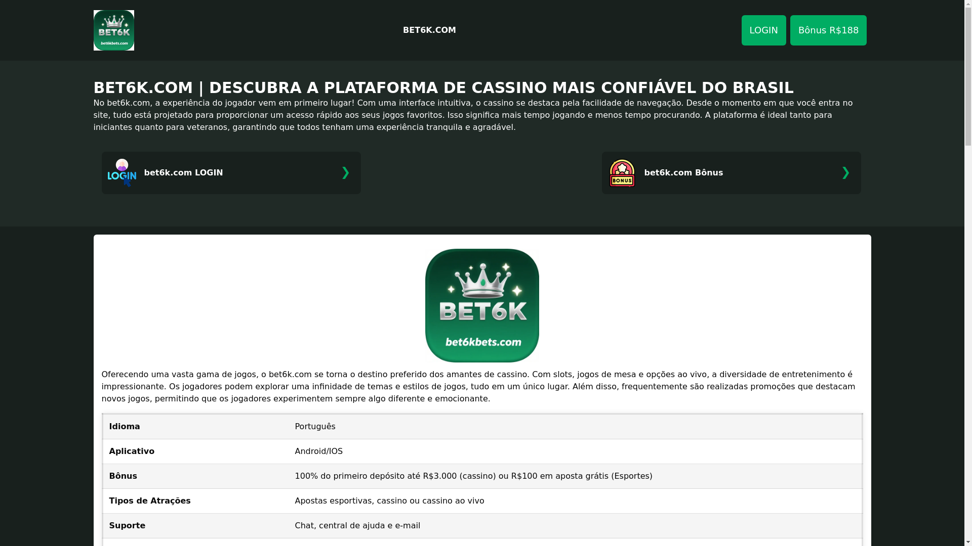 website screenshot of https://bet6kbets.com/