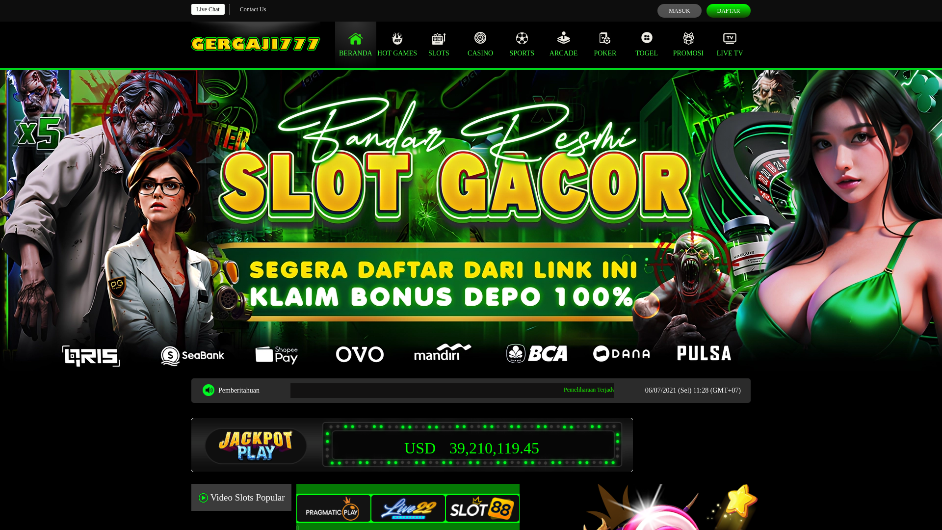 website screenshot of https://gergaji777.com/