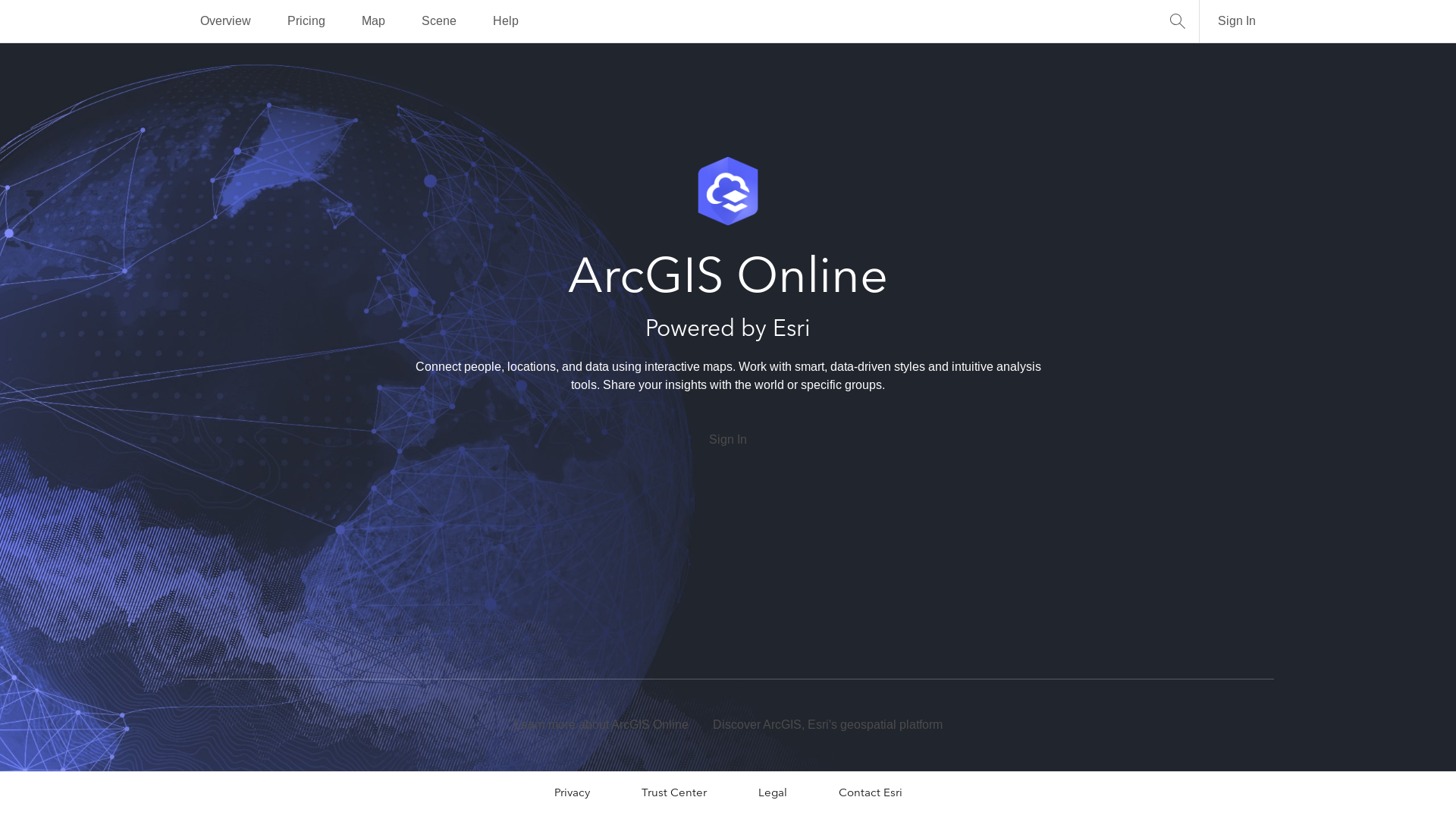 website screenshot of https://arcgis.com