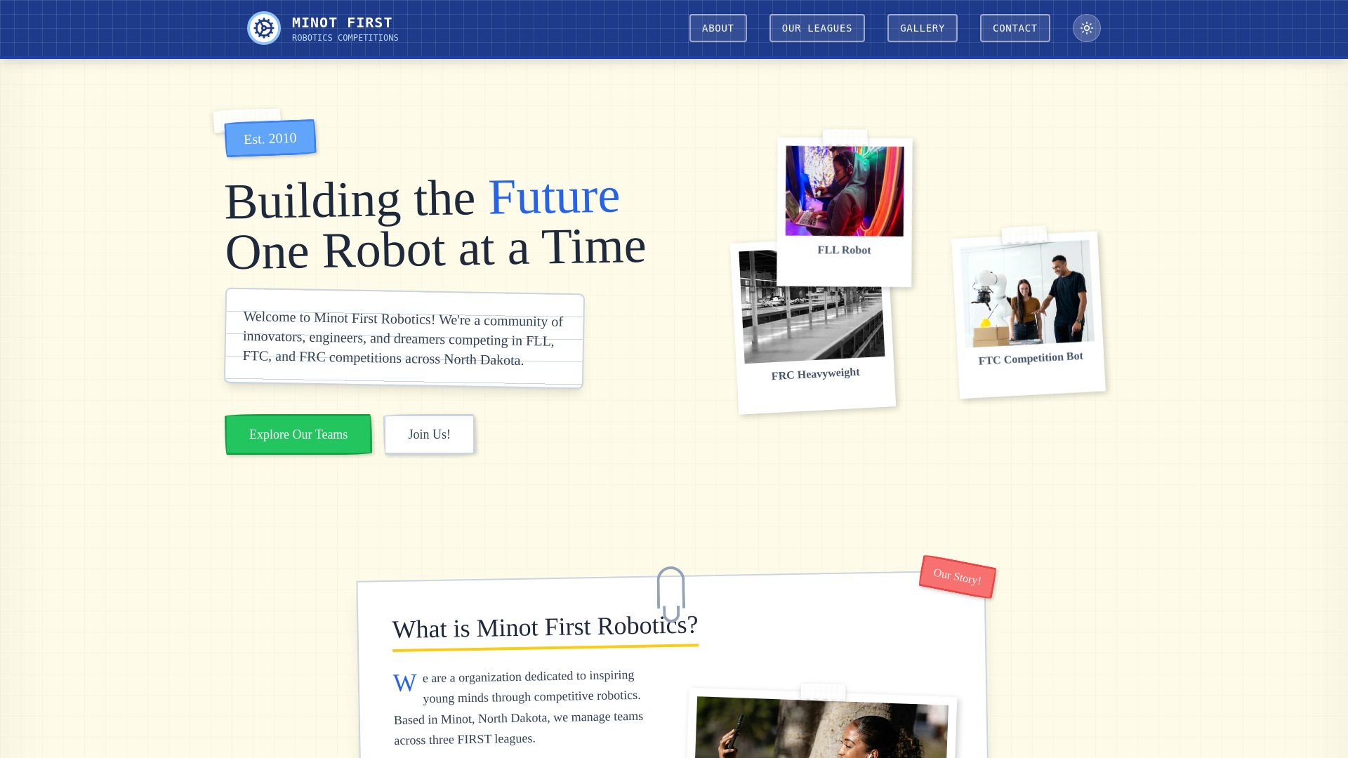 website screenshot of https://minot-first-robotics.pages.dev/