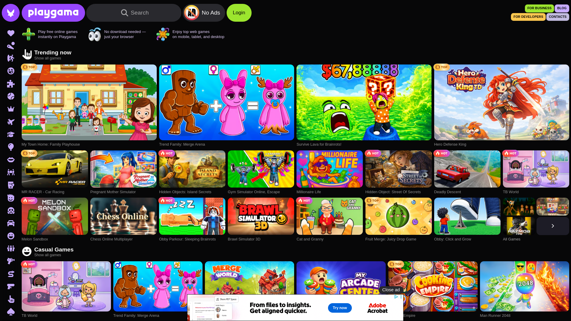 website screenshot of https://playgama.com/