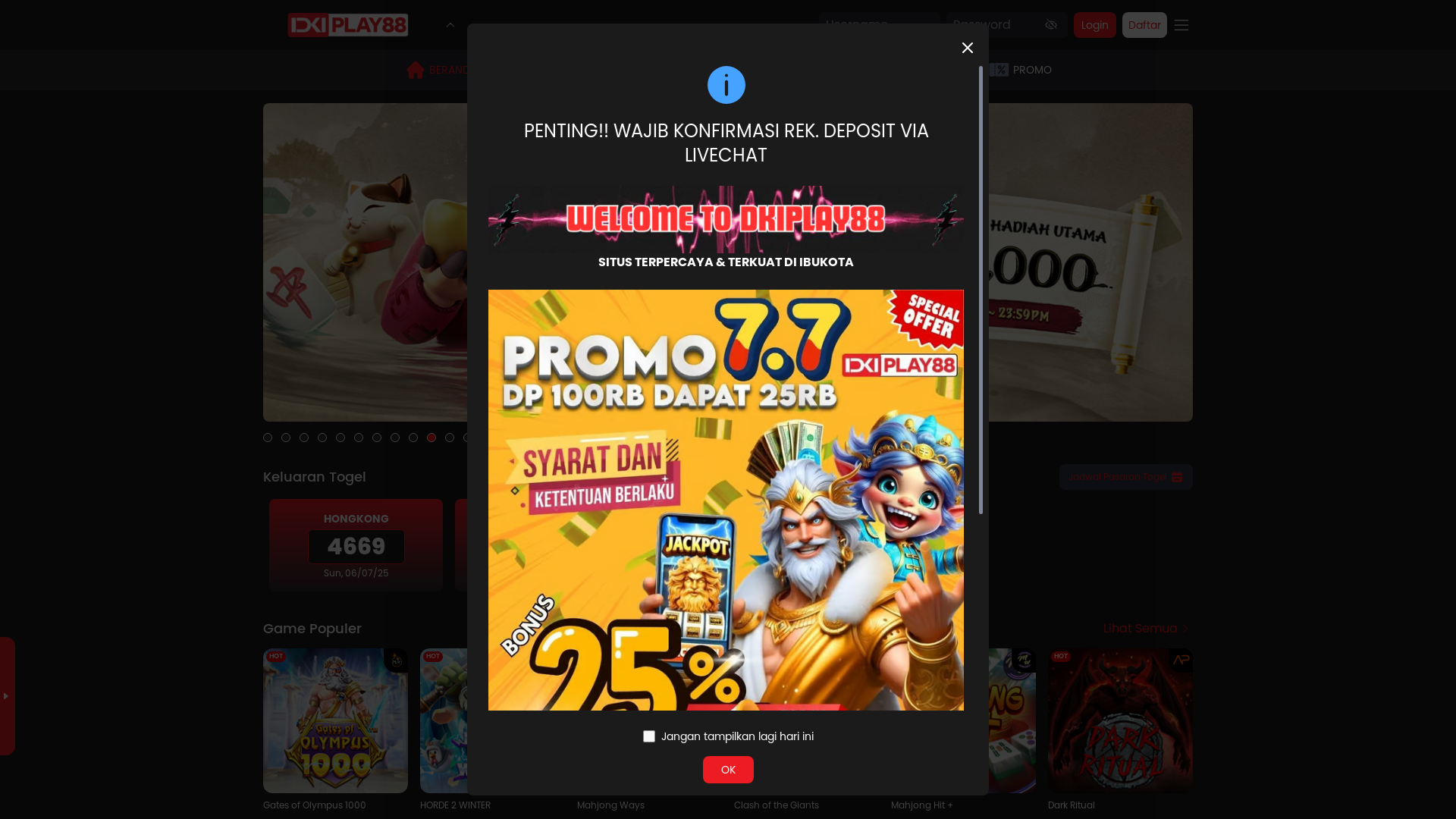 website screenshot of https://dkiplay88-black.com/