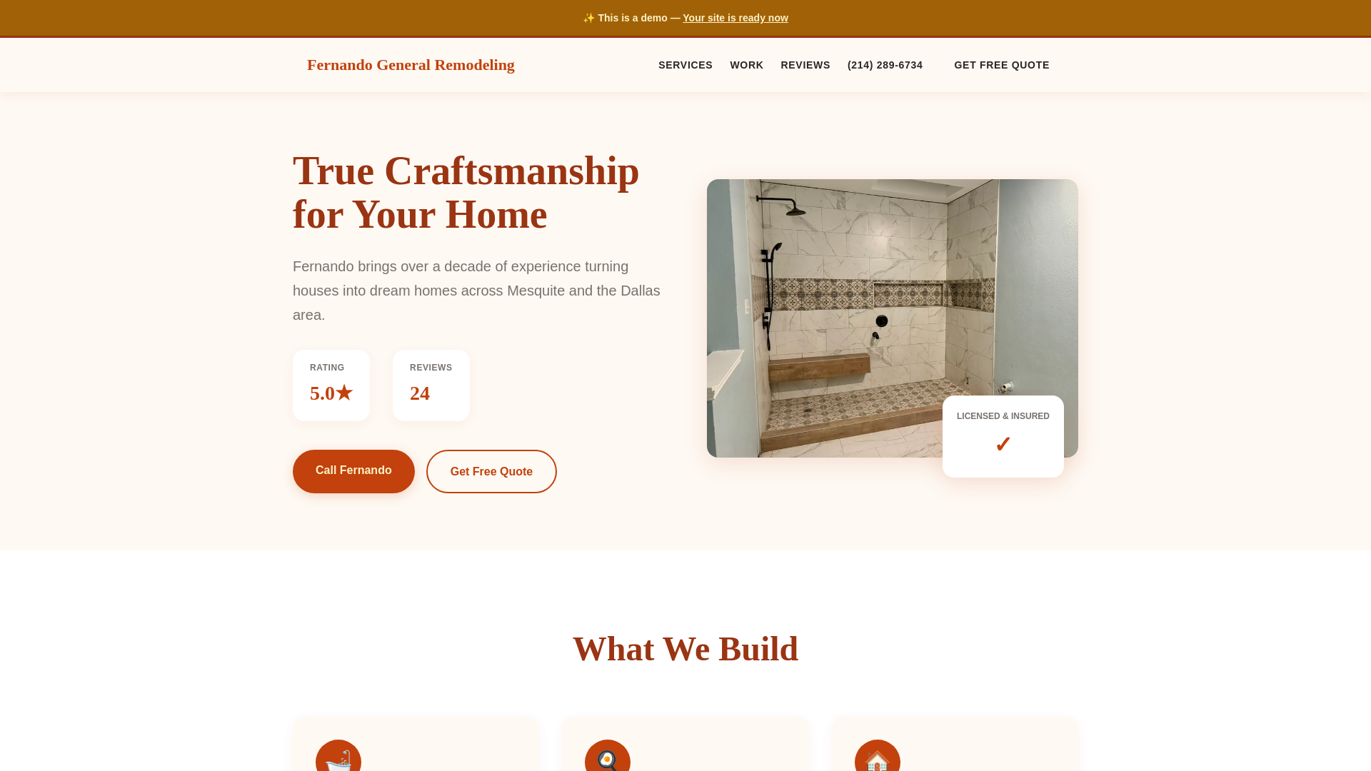 website screenshot of https://fernando-general-remodeling-demo.pages.dev/