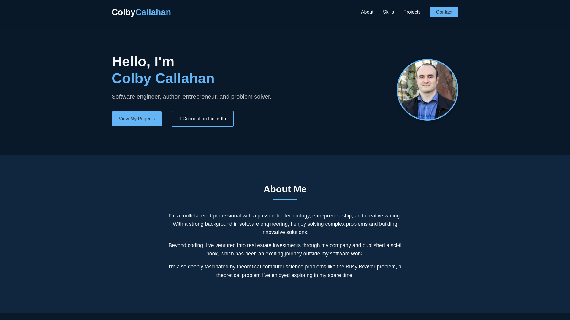 website screenshot of https://colbycallahan-v2.pages.dev/