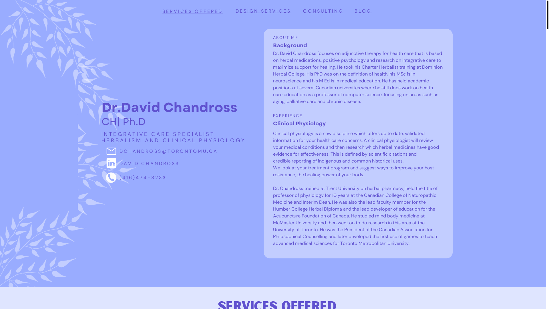 website screenshot of https://drchandross.com/