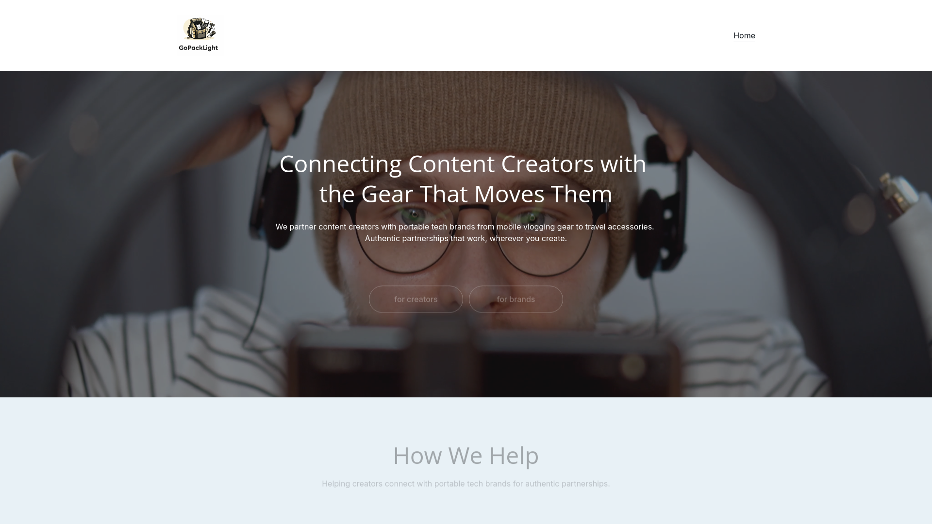 website screenshot of https://gopacklight.com/