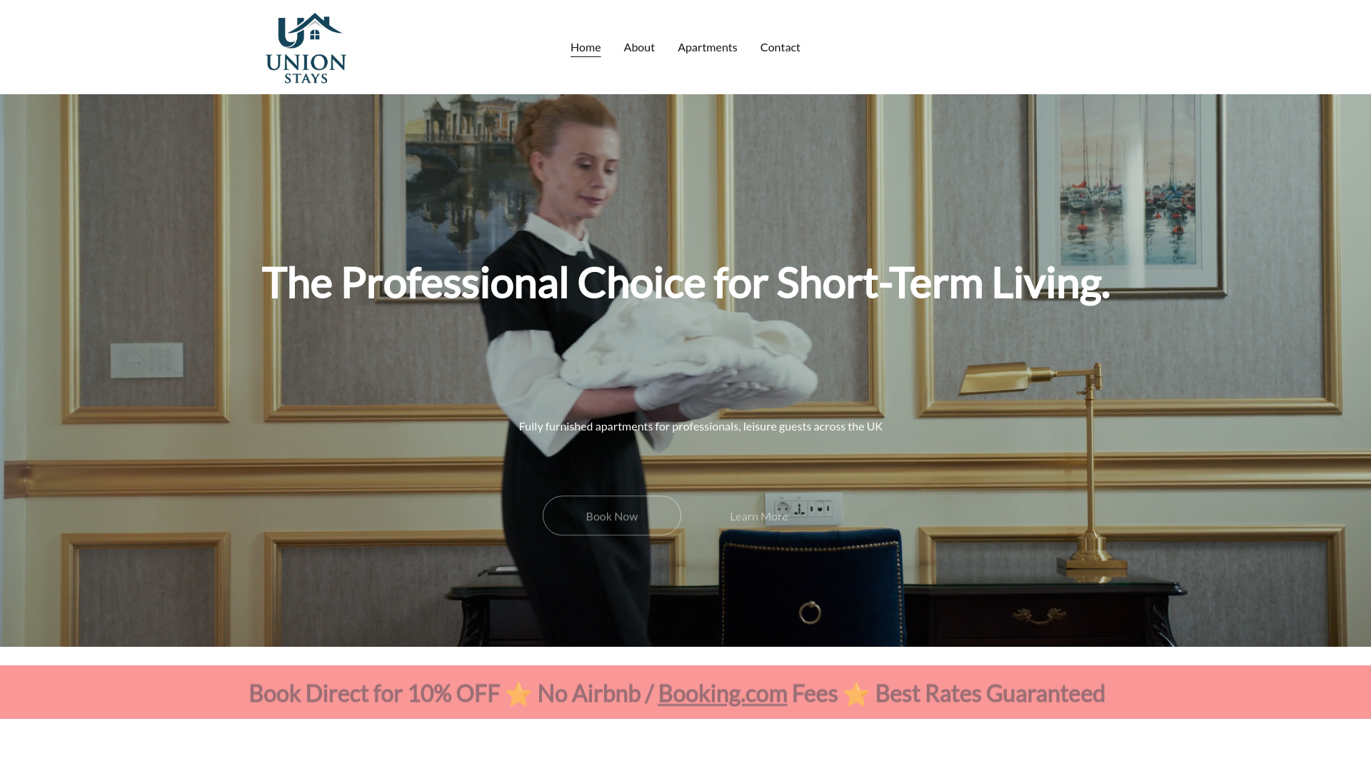 website screenshot of https://unionstays.com/