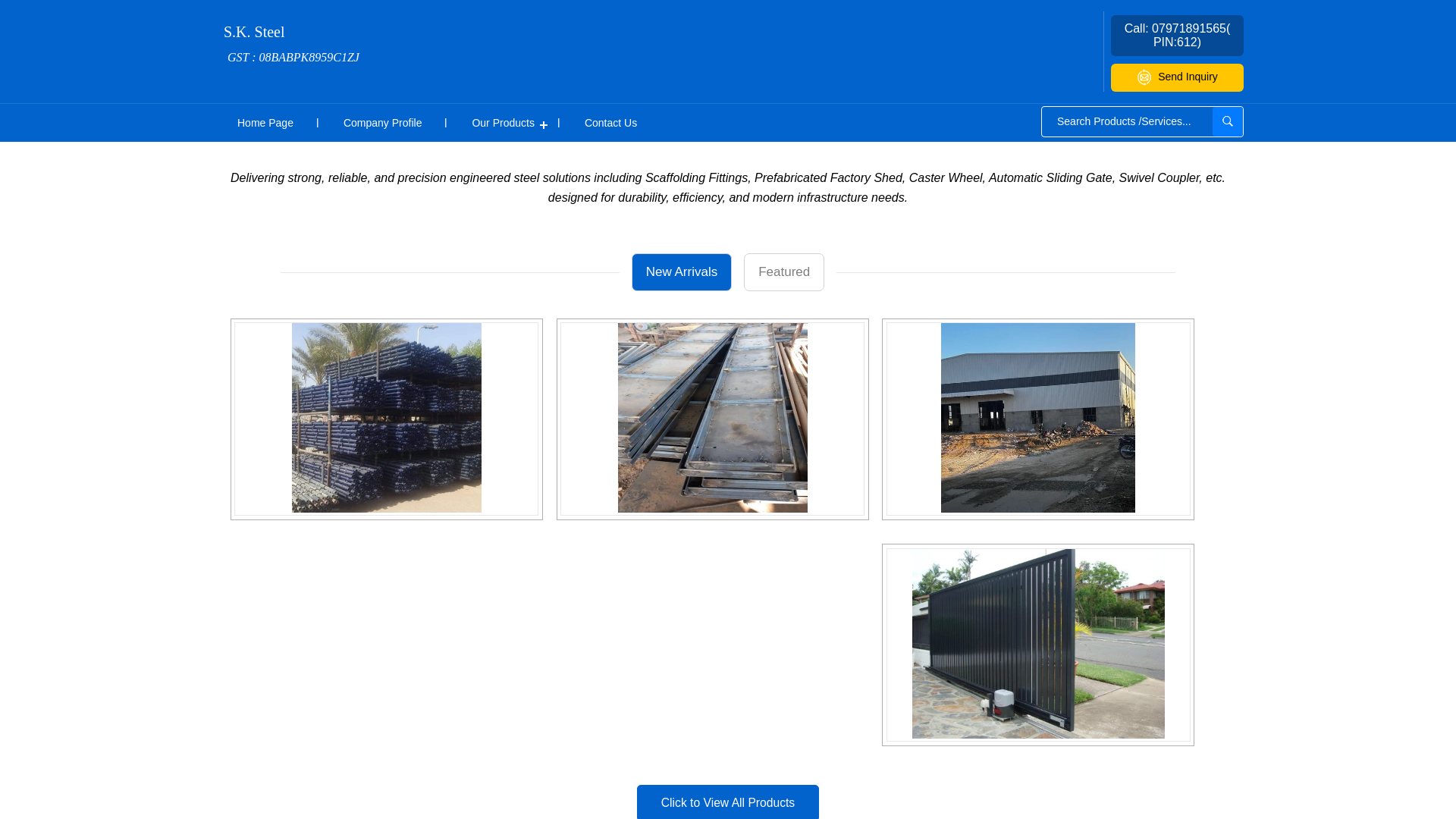 website screenshot of https://sksteeljaipur.com/