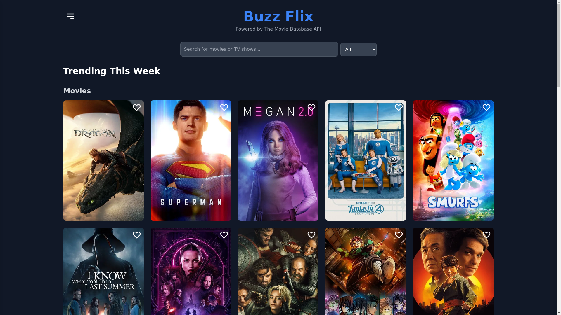 website screenshot of https://stream.buzzflix.me/