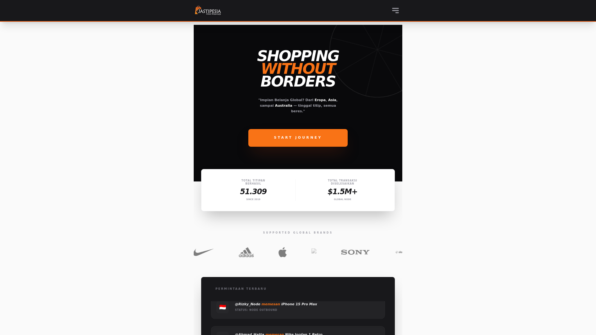 website screenshot of https://jastip-esia.shop