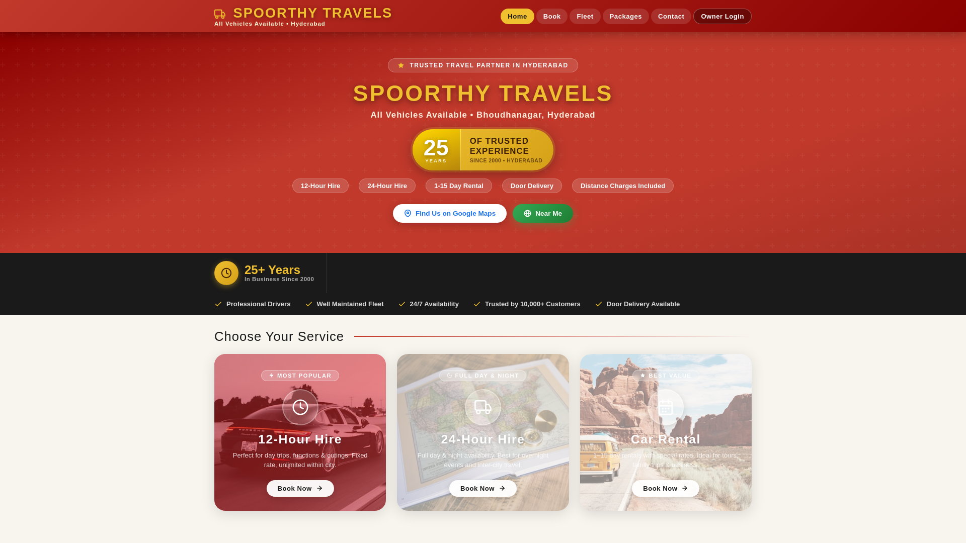 website screenshot of https://spoorthytravels.in