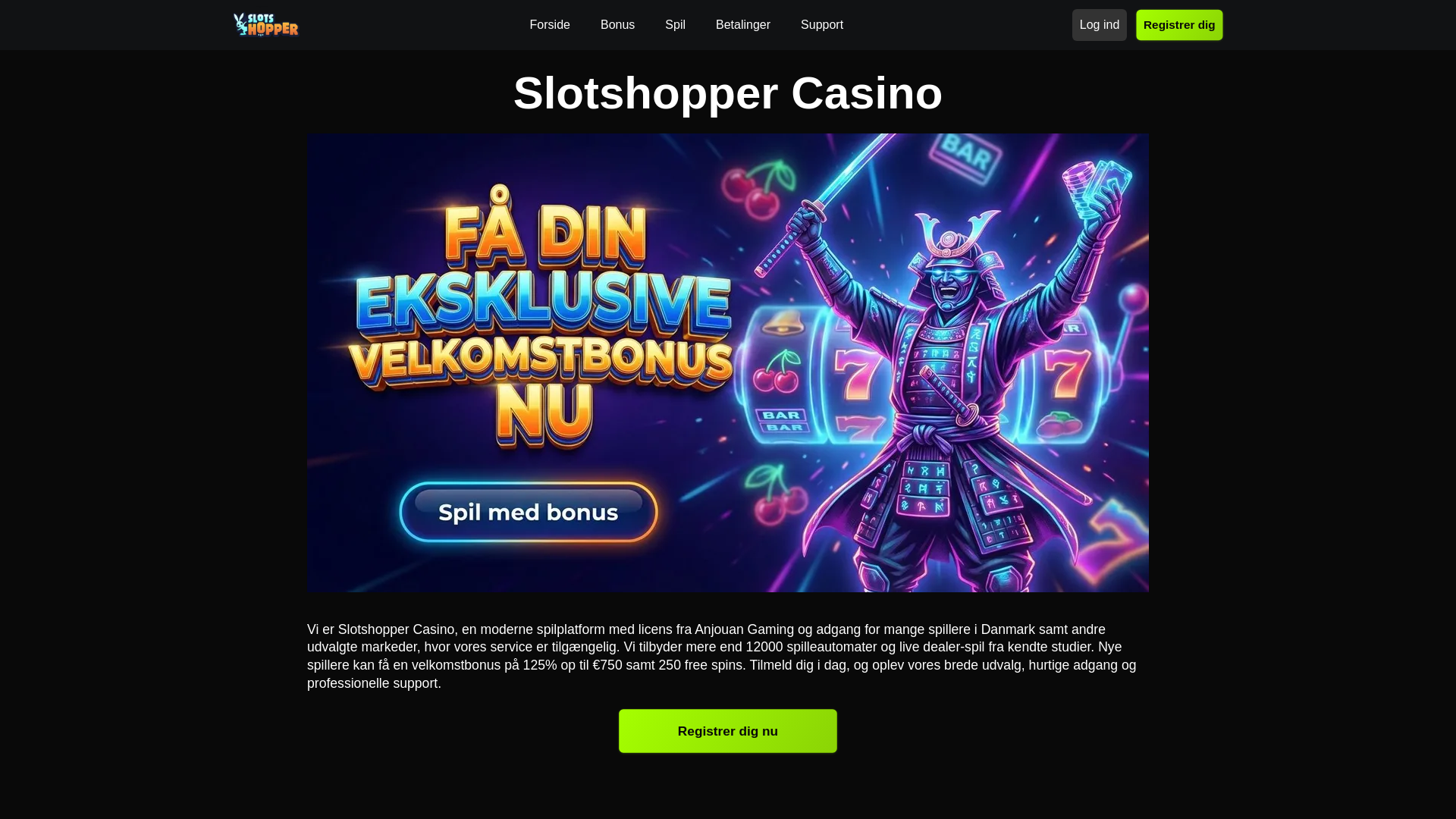 website screenshot of https://slotshopper.dk/