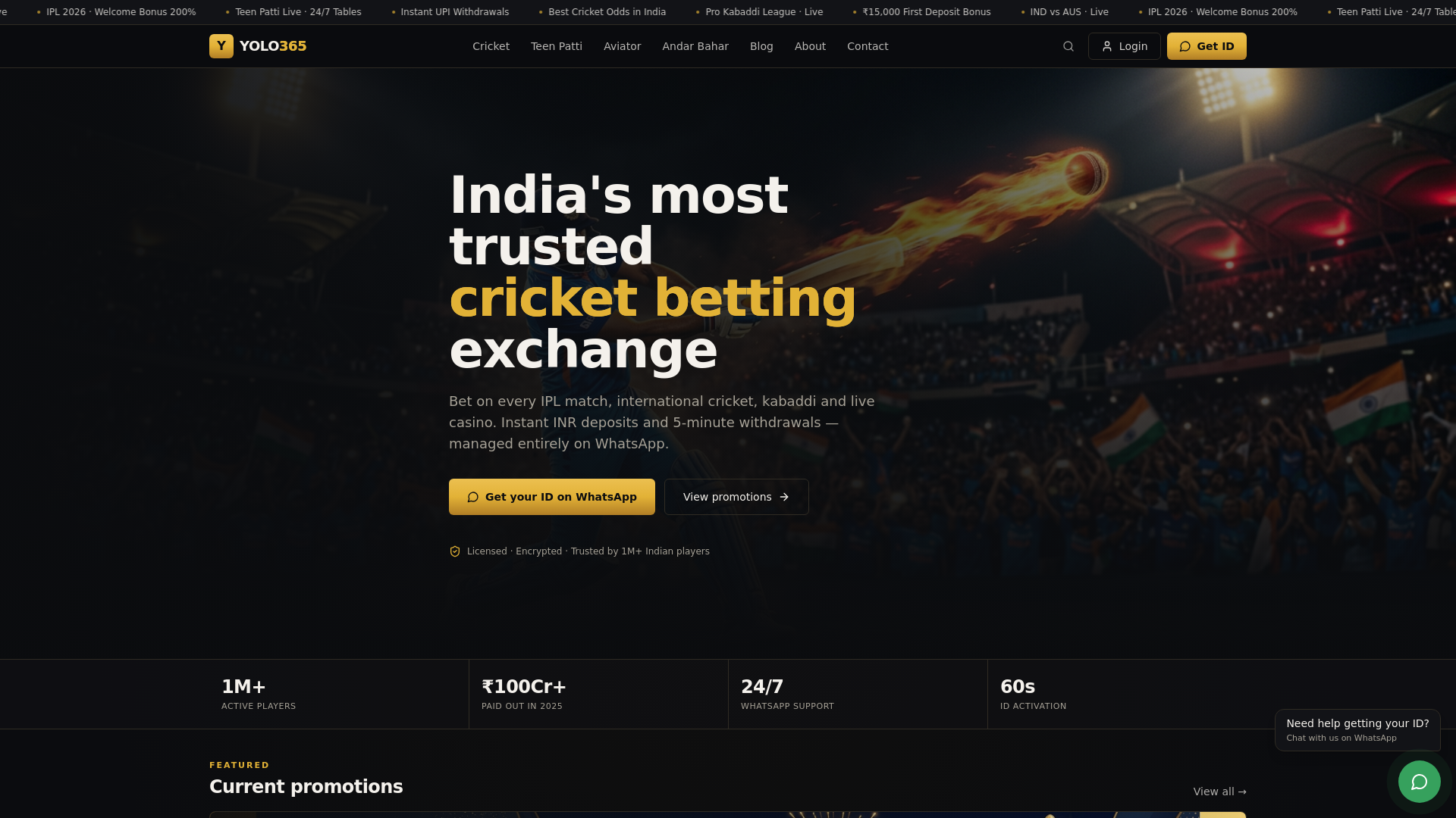 website screenshot of https://yolo365bets.live/