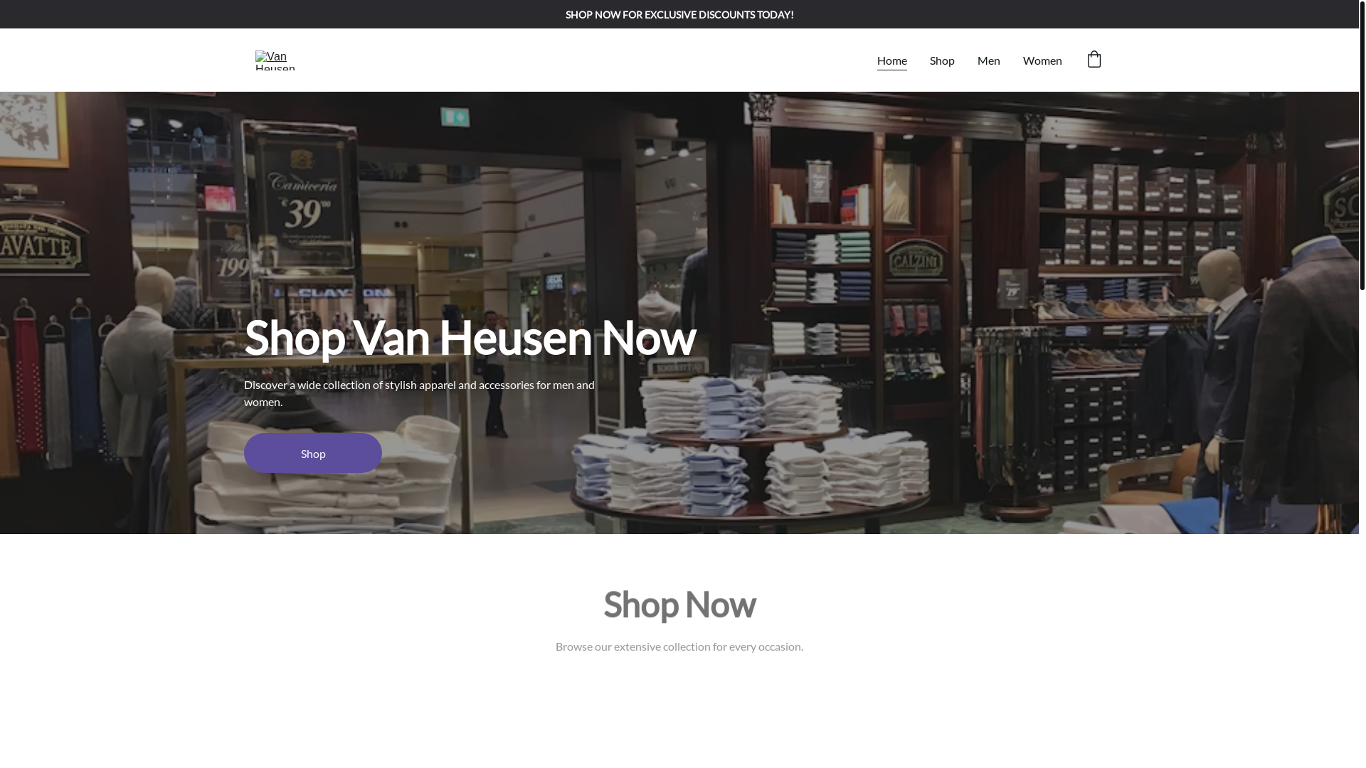 website screenshot of https://vanheusenfactoryoutlet.store/