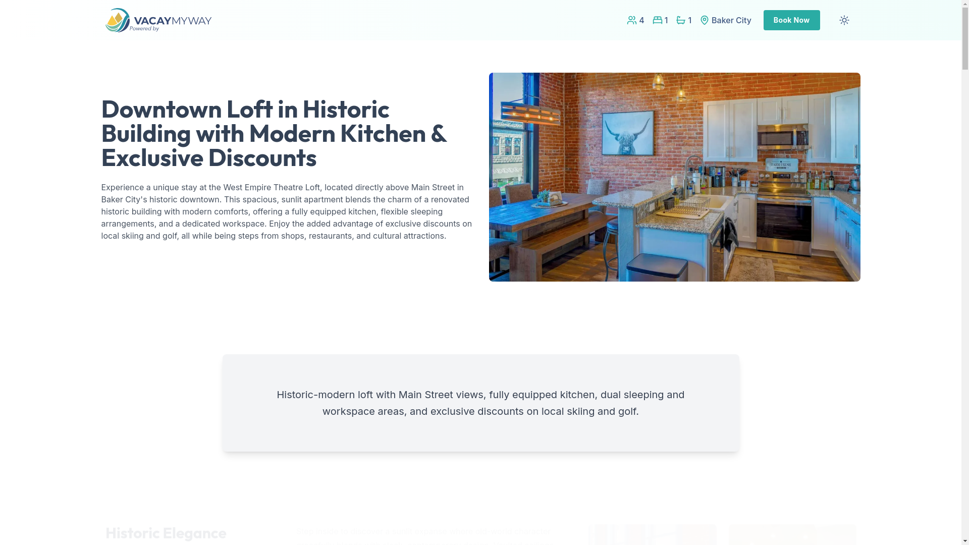 website screenshot of https://calmmainstreet.vacations/