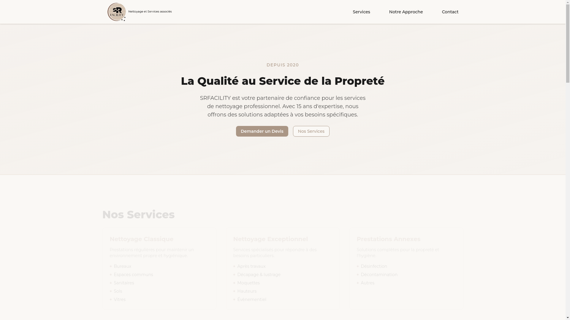 website screenshot of https://srfacility.fr/