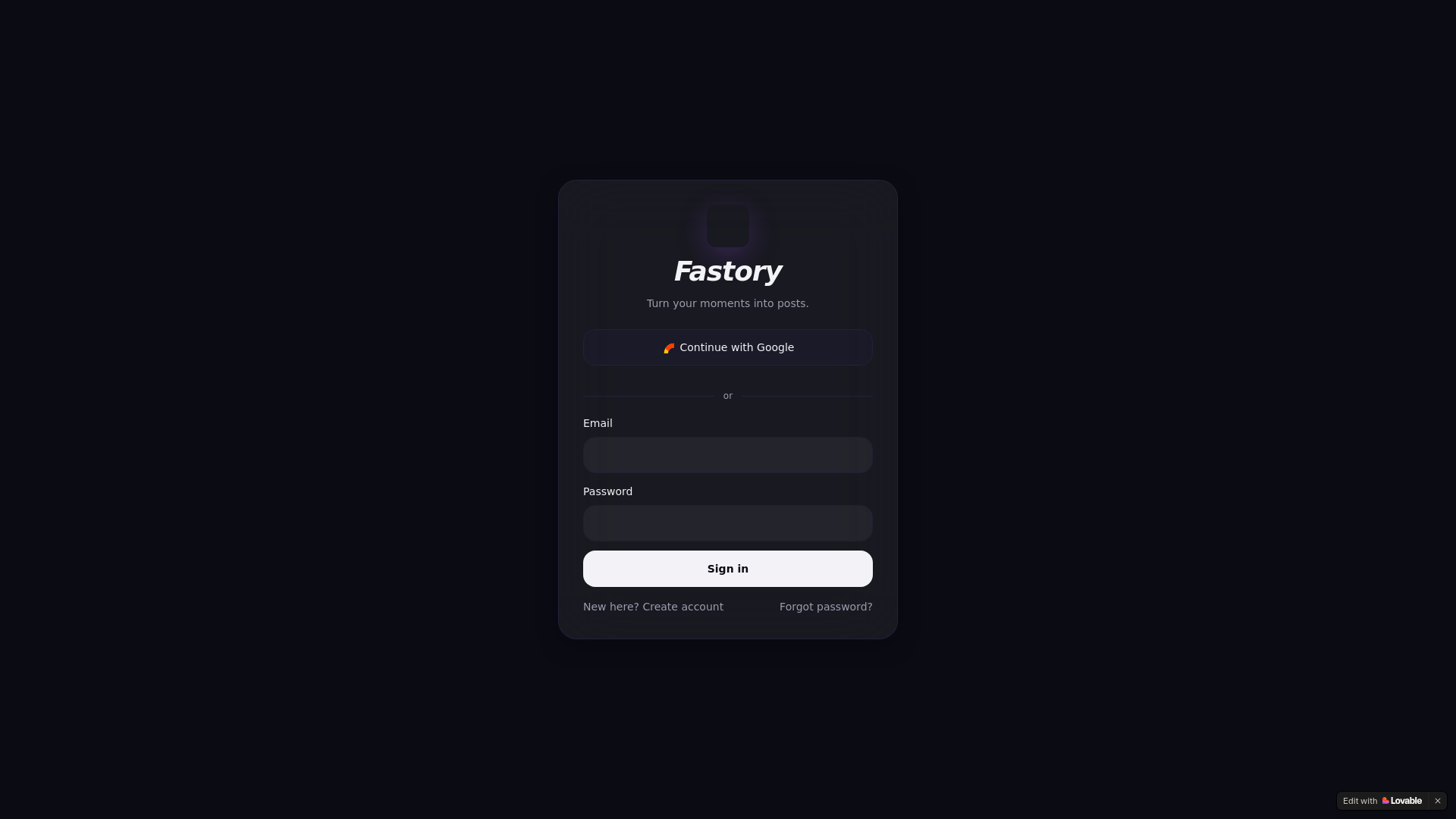 website screenshot of https://fastoryapp.com/