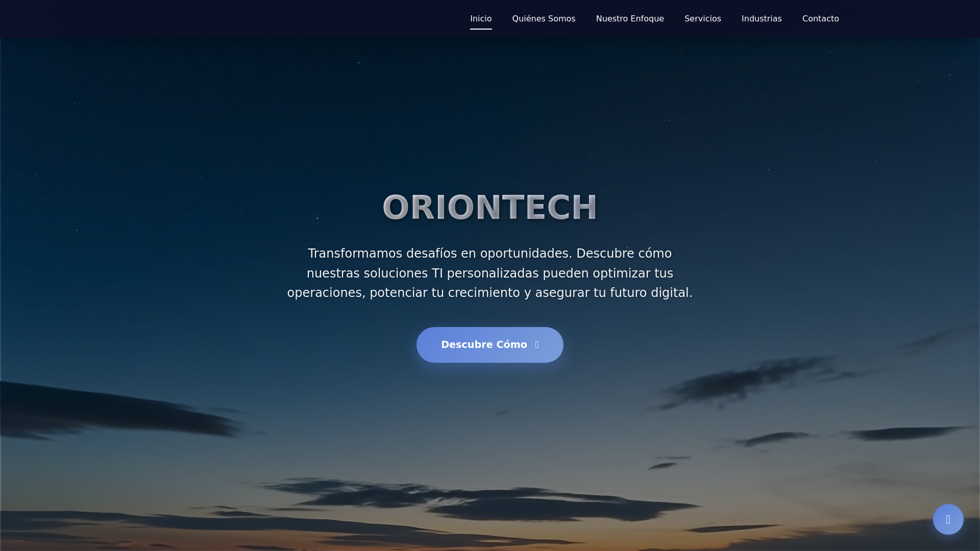 website screenshot of https://oriontechspa.cl/