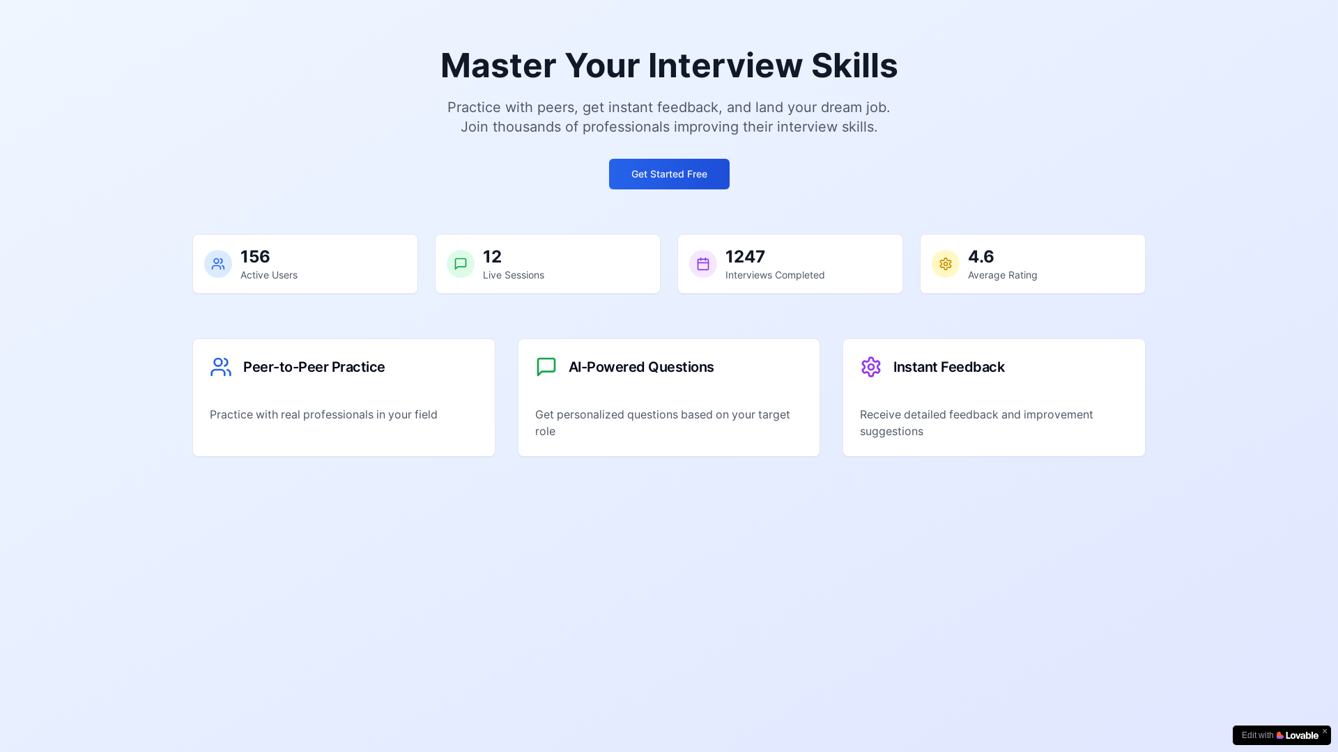 website screenshot of https://interview-peer.com/
