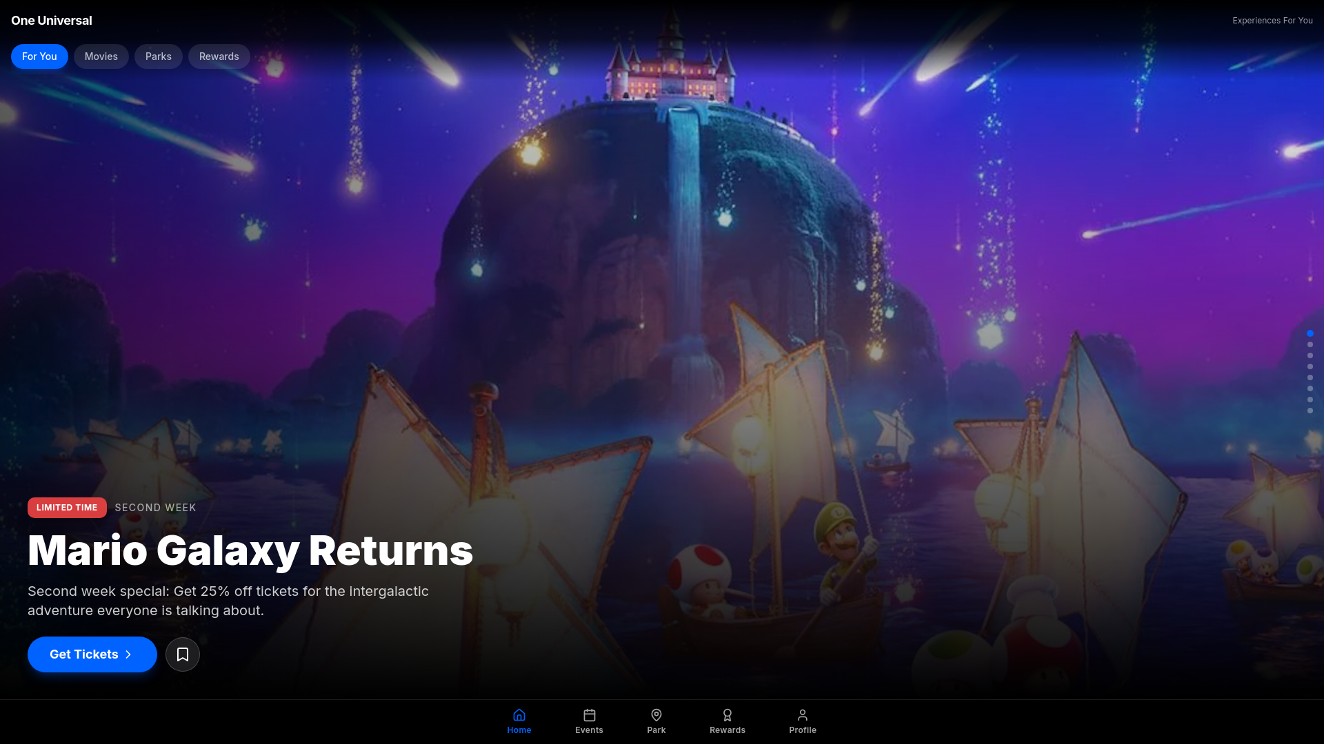 website screenshot of https://oneuniversal.app/