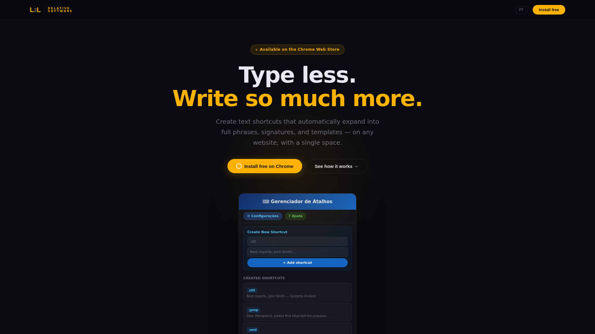 website screenshot of https://gerenciador-atalhos.pages.dev/
