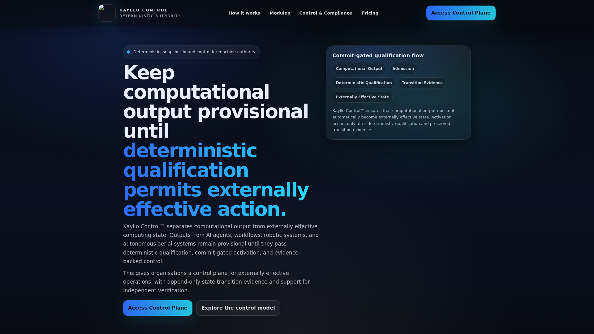 website screenshot of https://kayllocontrol.com/