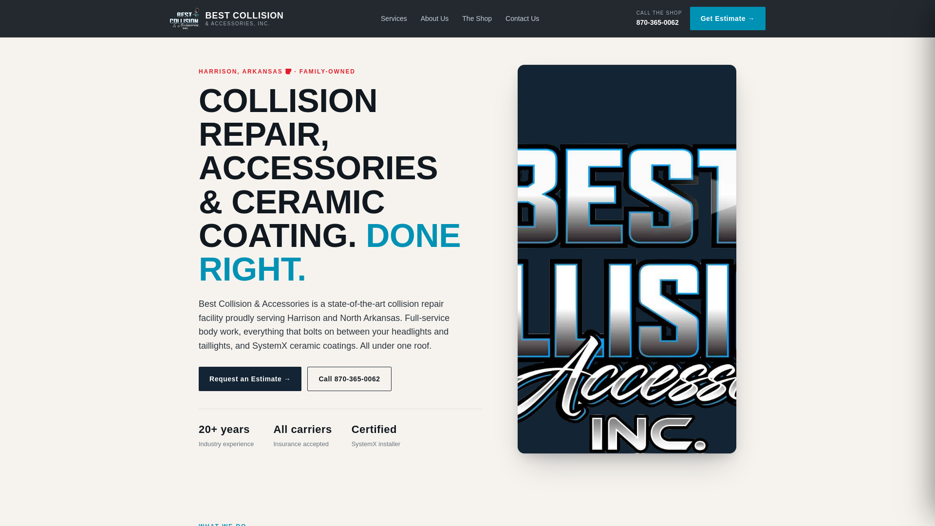 website screenshot of https://bestcollision.shop/