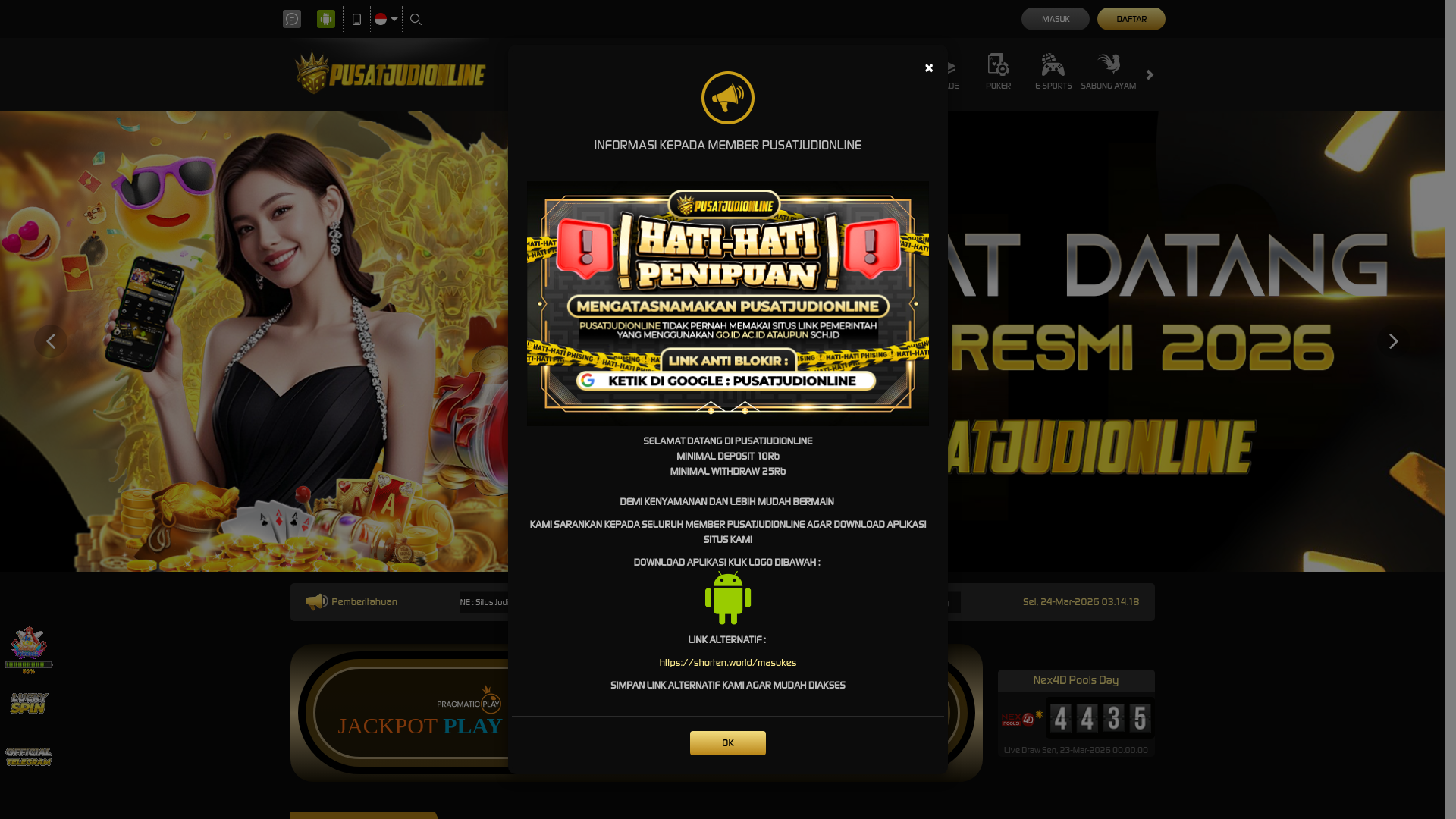 website screenshot of https://pusatjudionlineyaya.site/