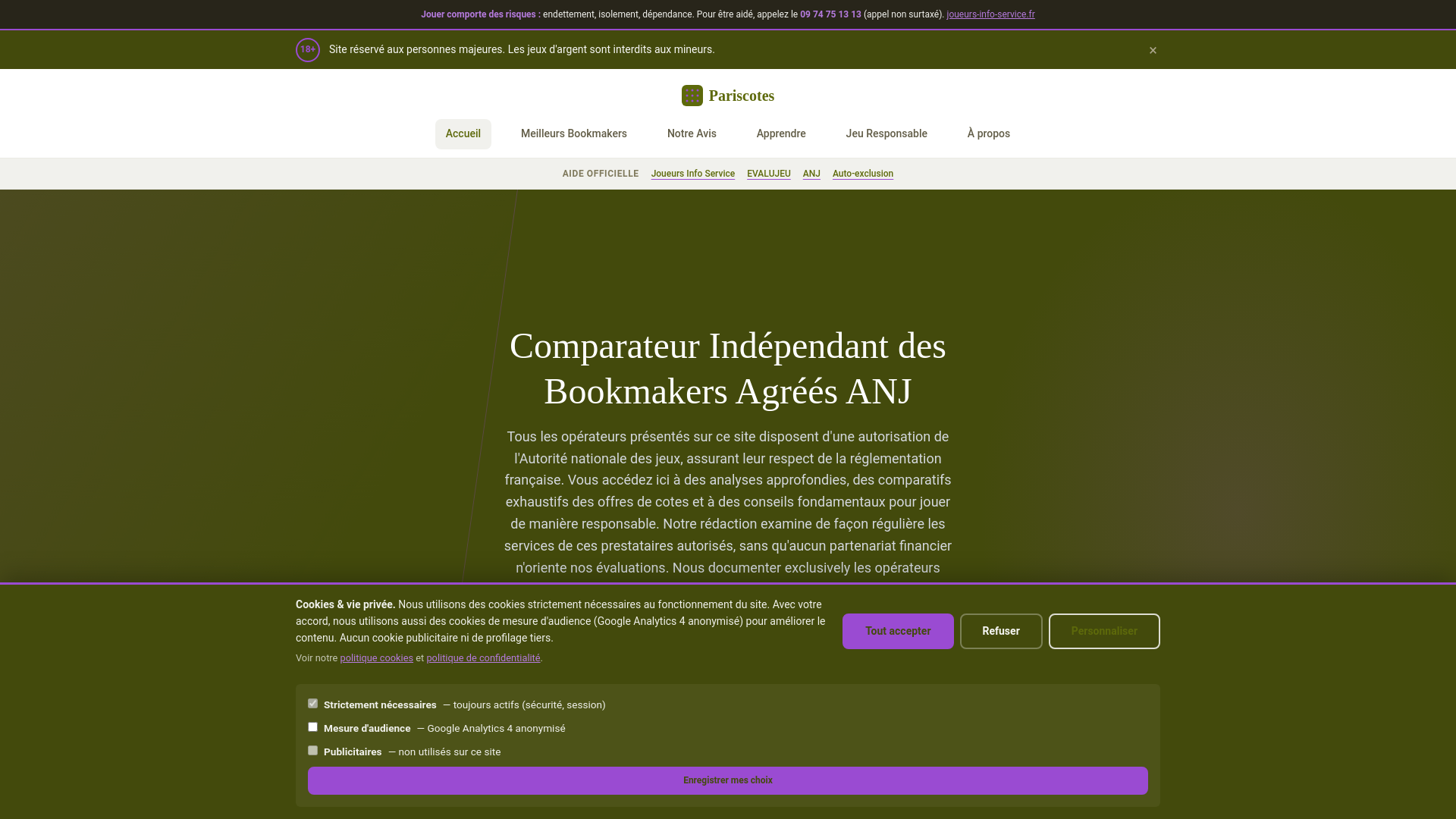 website screenshot of https://pariscotes.com/