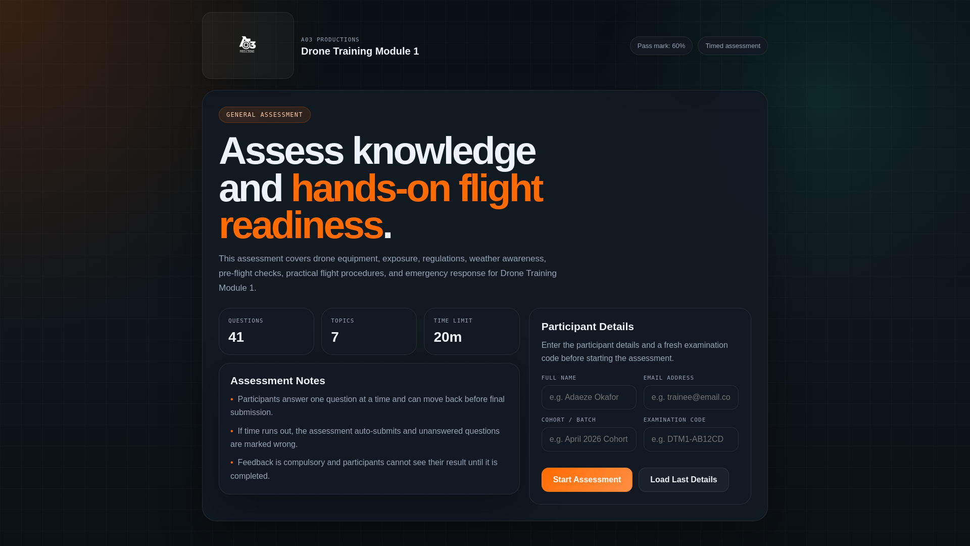 website screenshot of https://drone-quiz-online.pages.dev/
