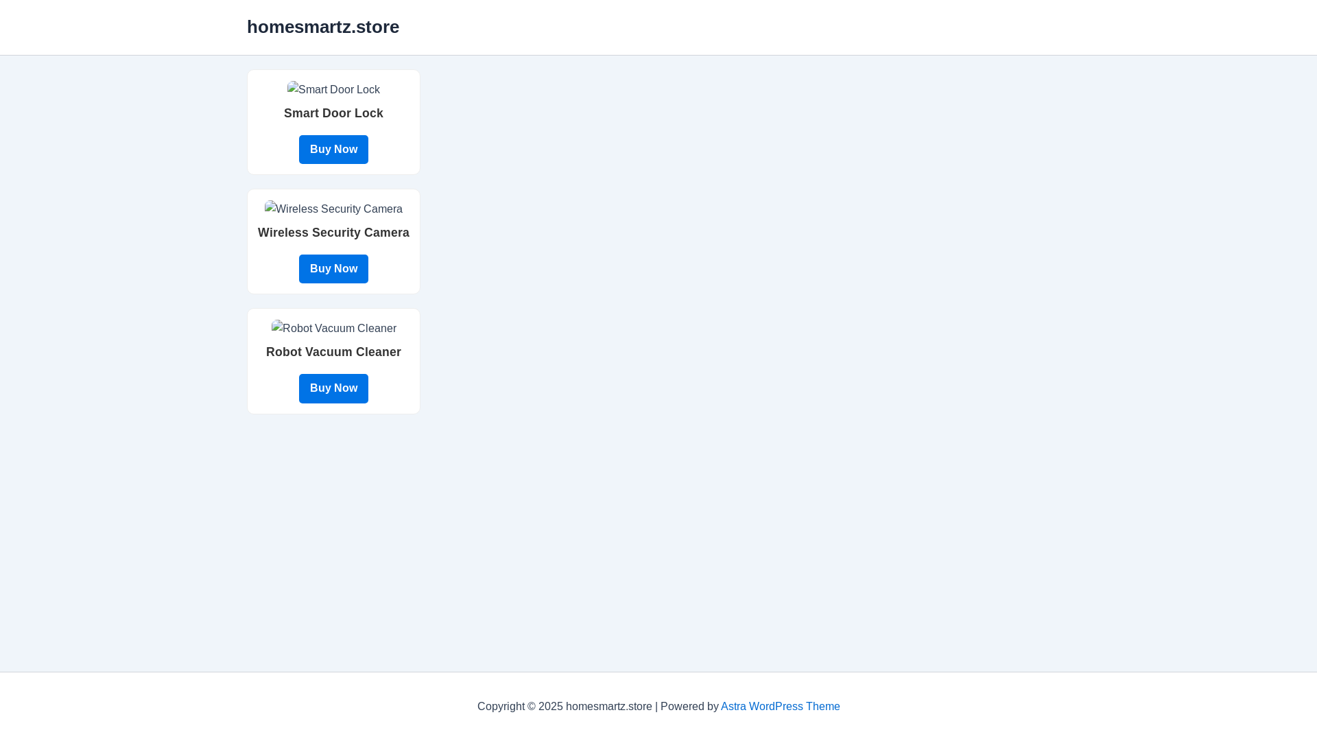 website screenshot of https://homesmartz.store/