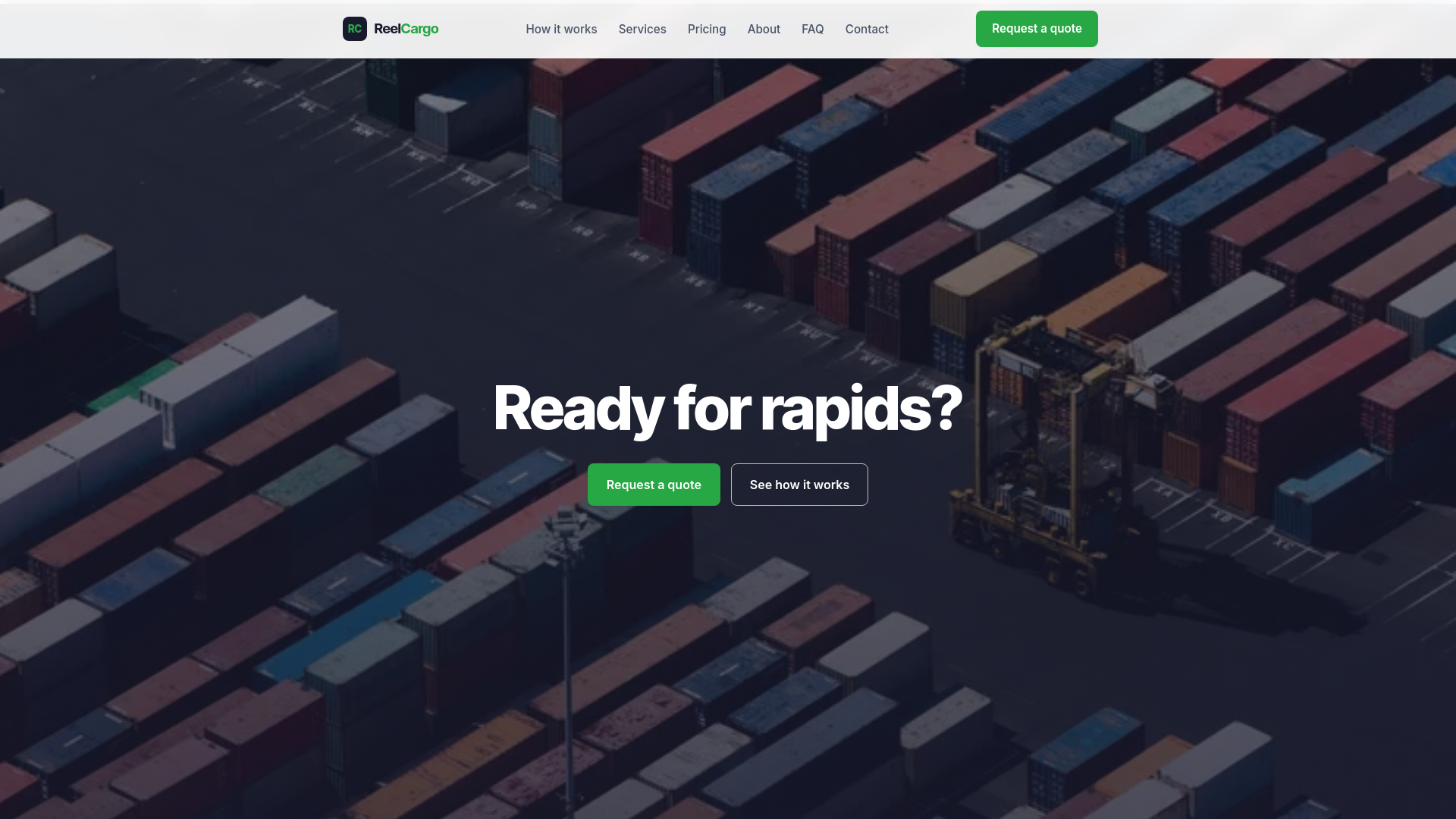 website screenshot of https://reelcargo-cbf37.kinsta.page