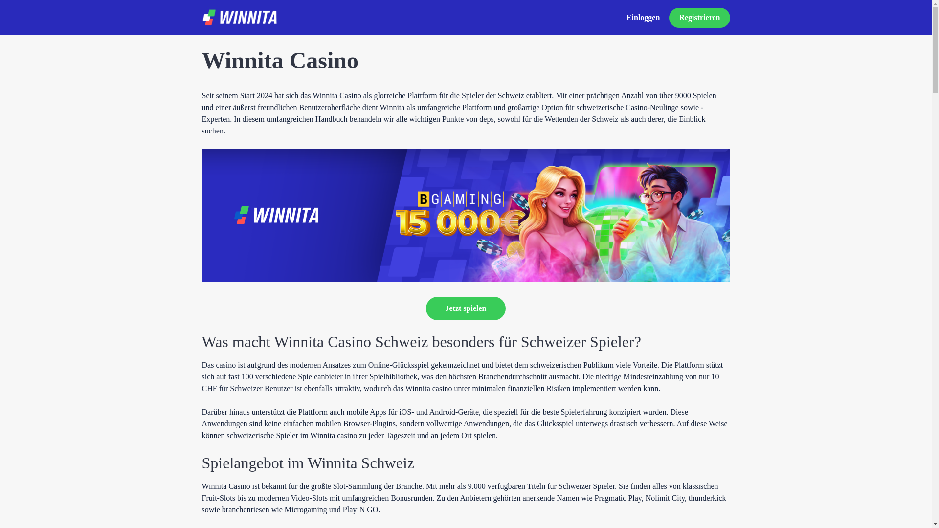 website screenshot of https://winnita-casino.ch/