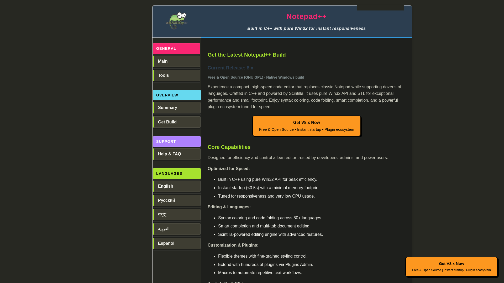 website screenshot of https://notepadpiusplus.com