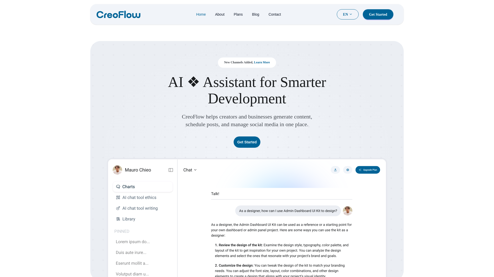 website screenshot of https://creoflow.app/