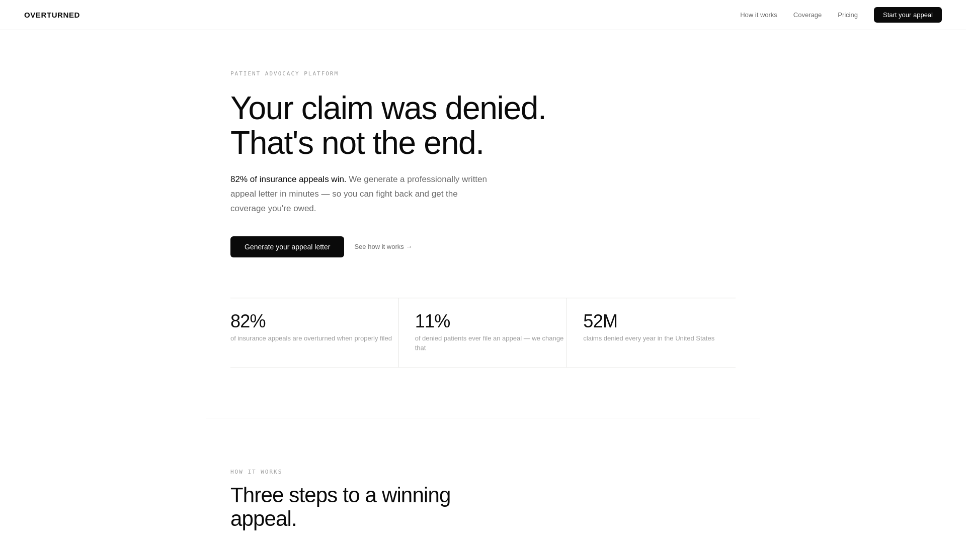 website screenshot of https://overturned.ca