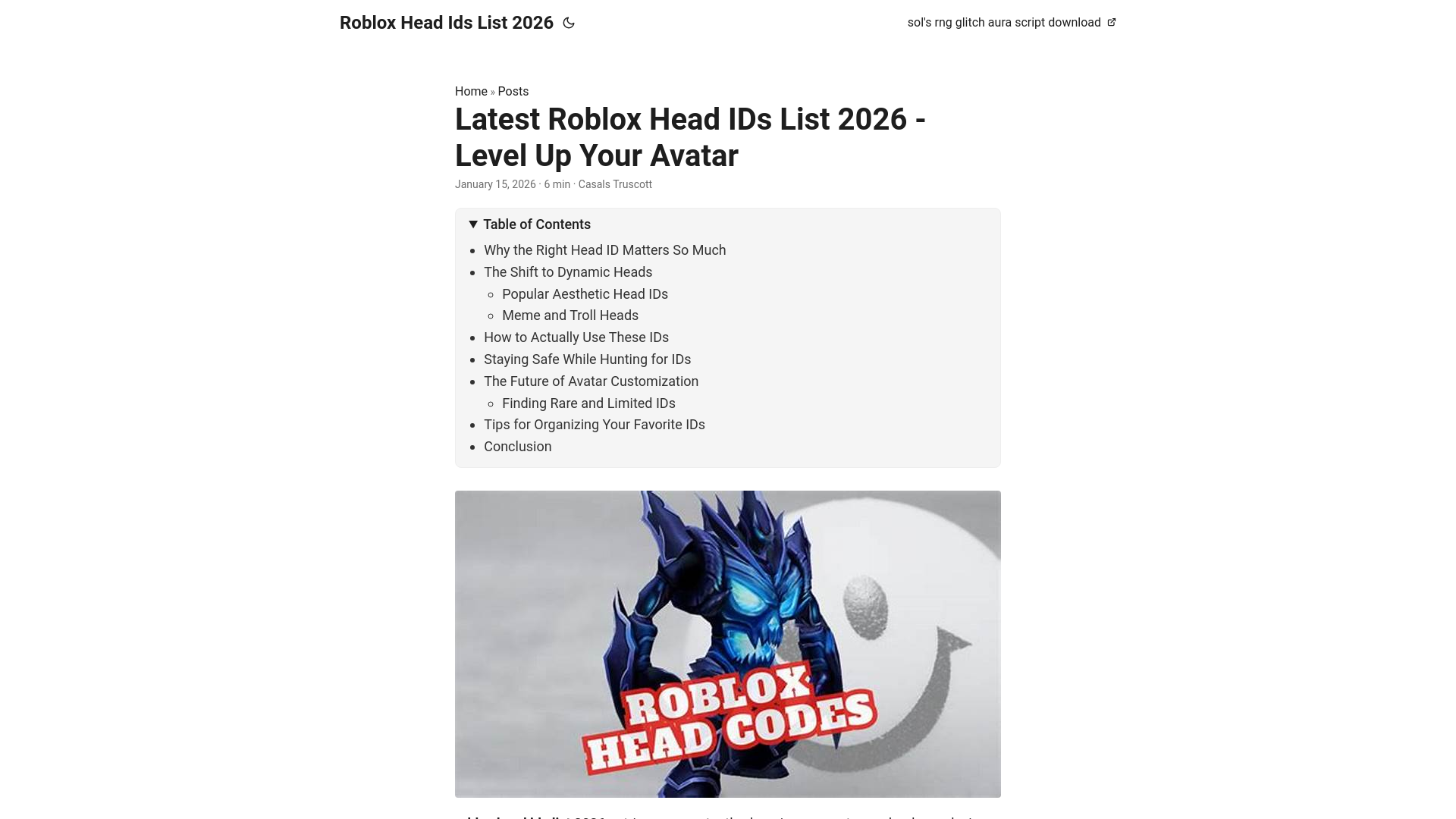 website screenshot of https://robloxheadidslist2026.pages.dev/