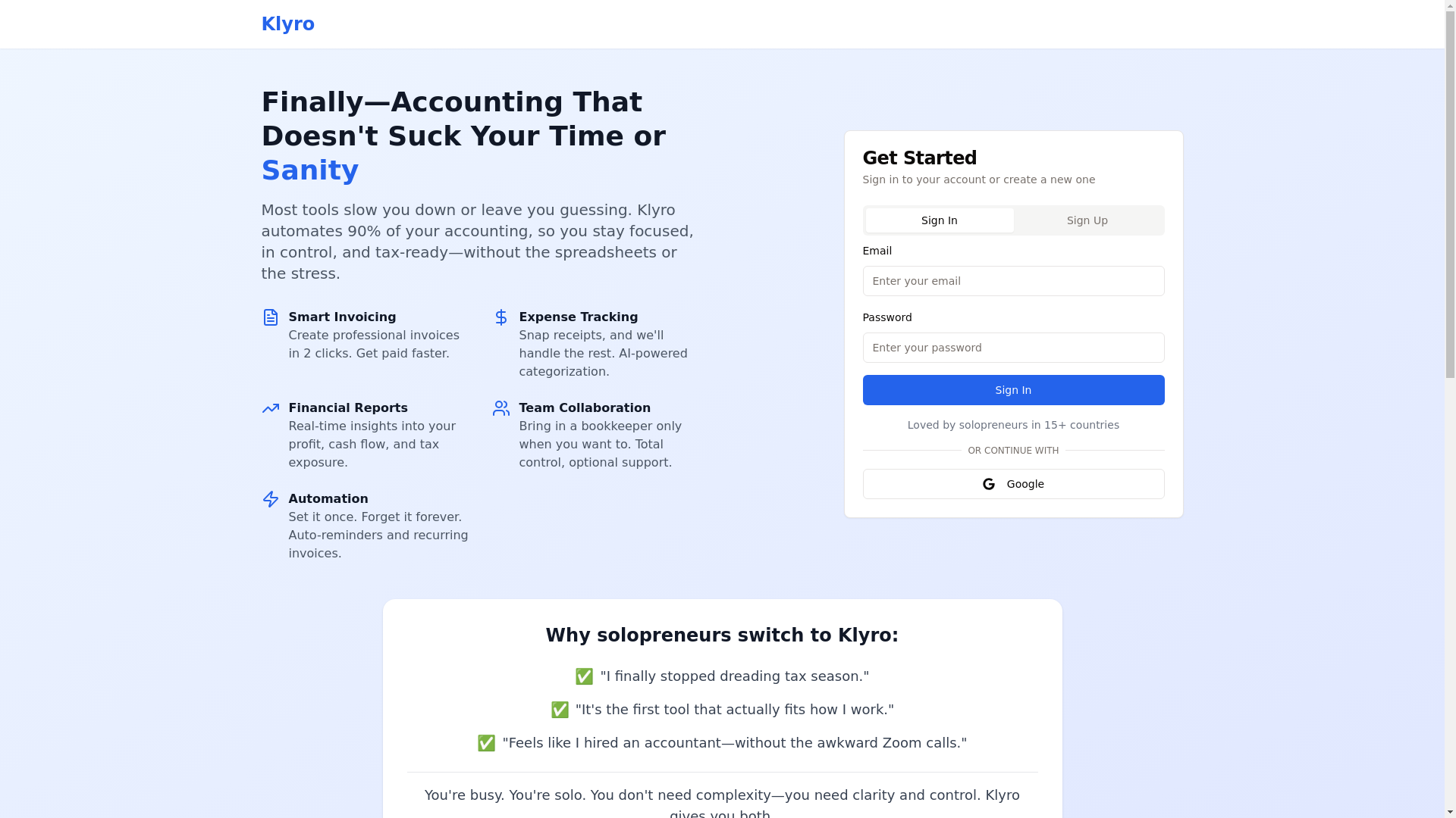 website screenshot of https://soloacct.com/